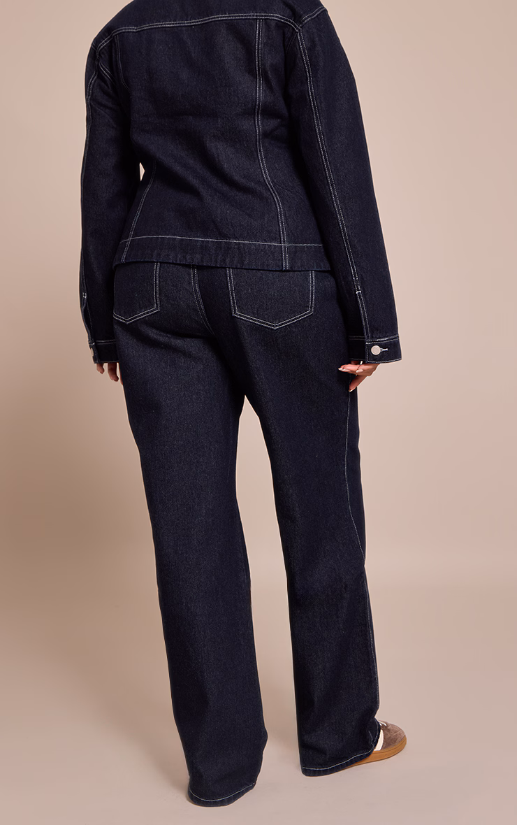 Plus Raw Indigo High Waisted Denim Straight Leg Jeans