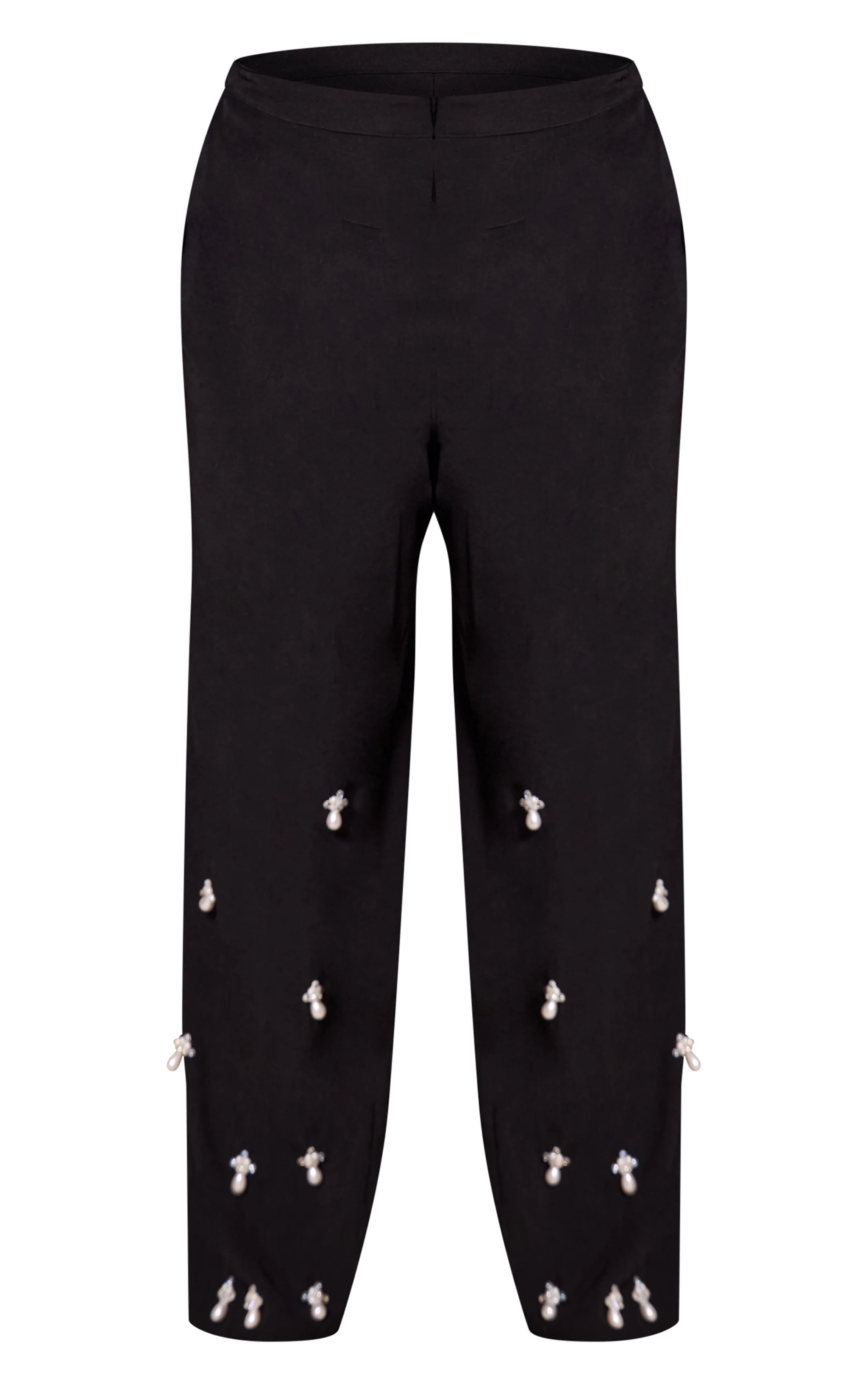Plus Black Woven Embellished High Waist Wide Leg Pant
