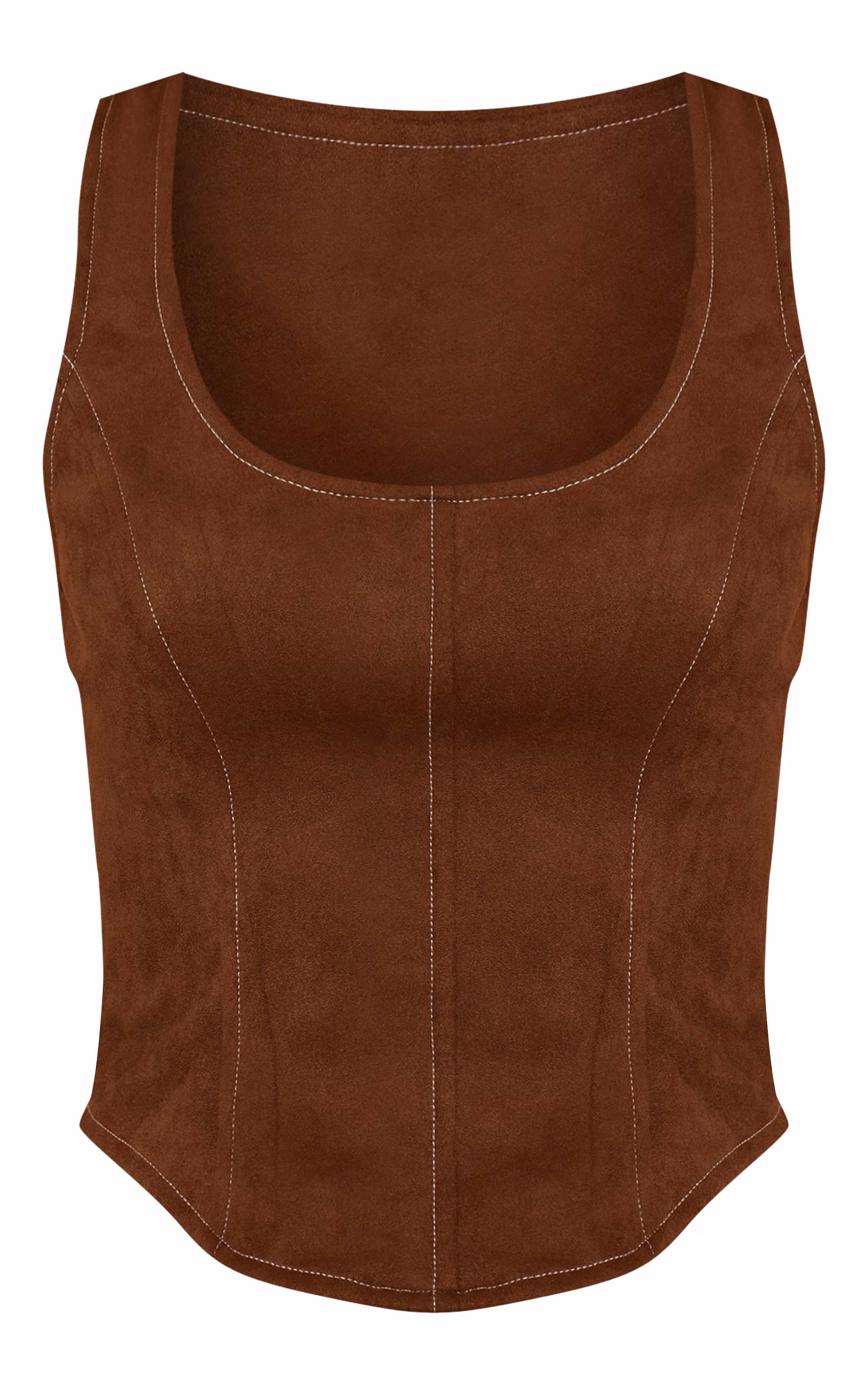 Chocolate Suede Contrast Stitch Corset Top