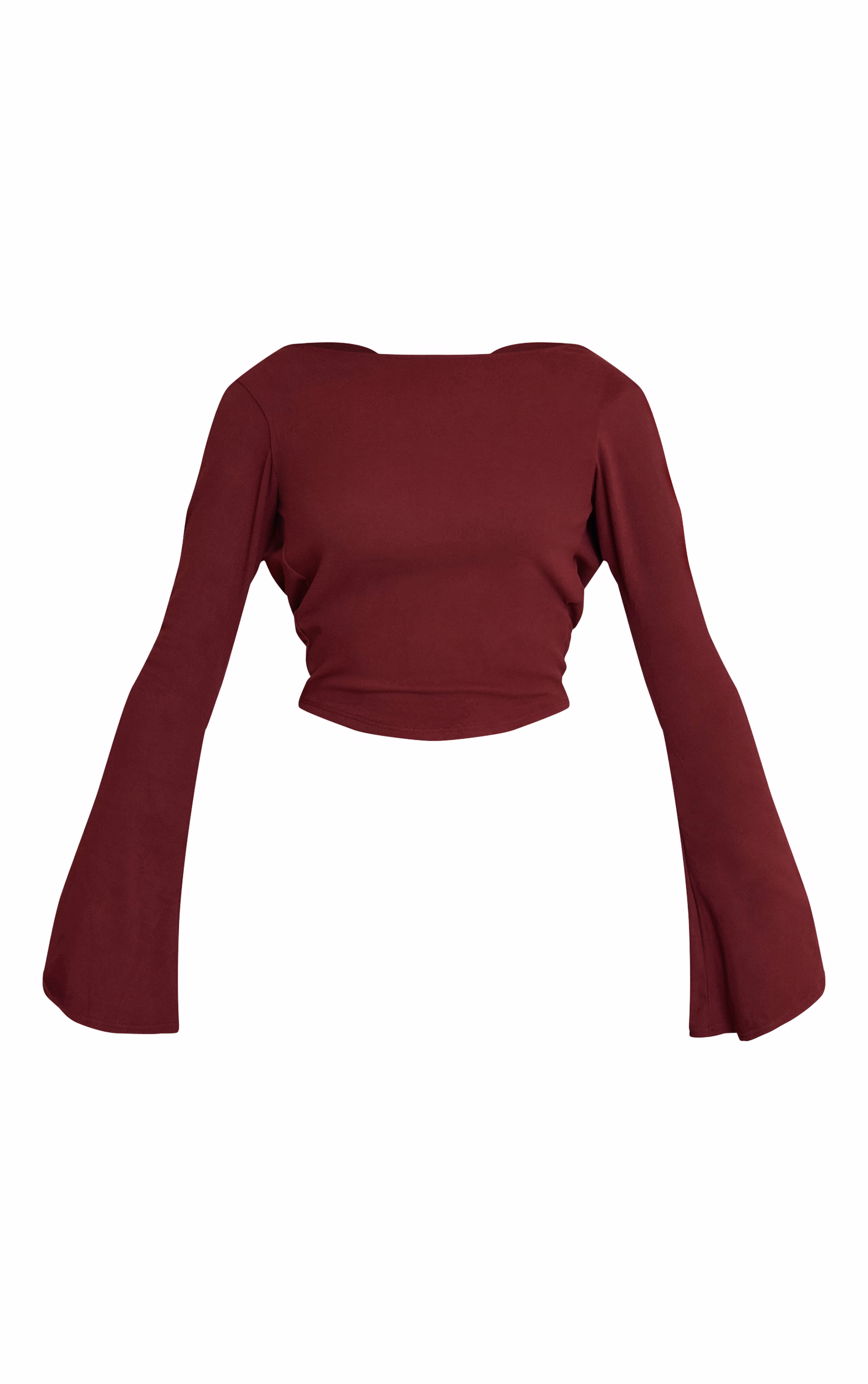 Wine Ultra Soft Cowl Back Drapey Long Sleeve Top