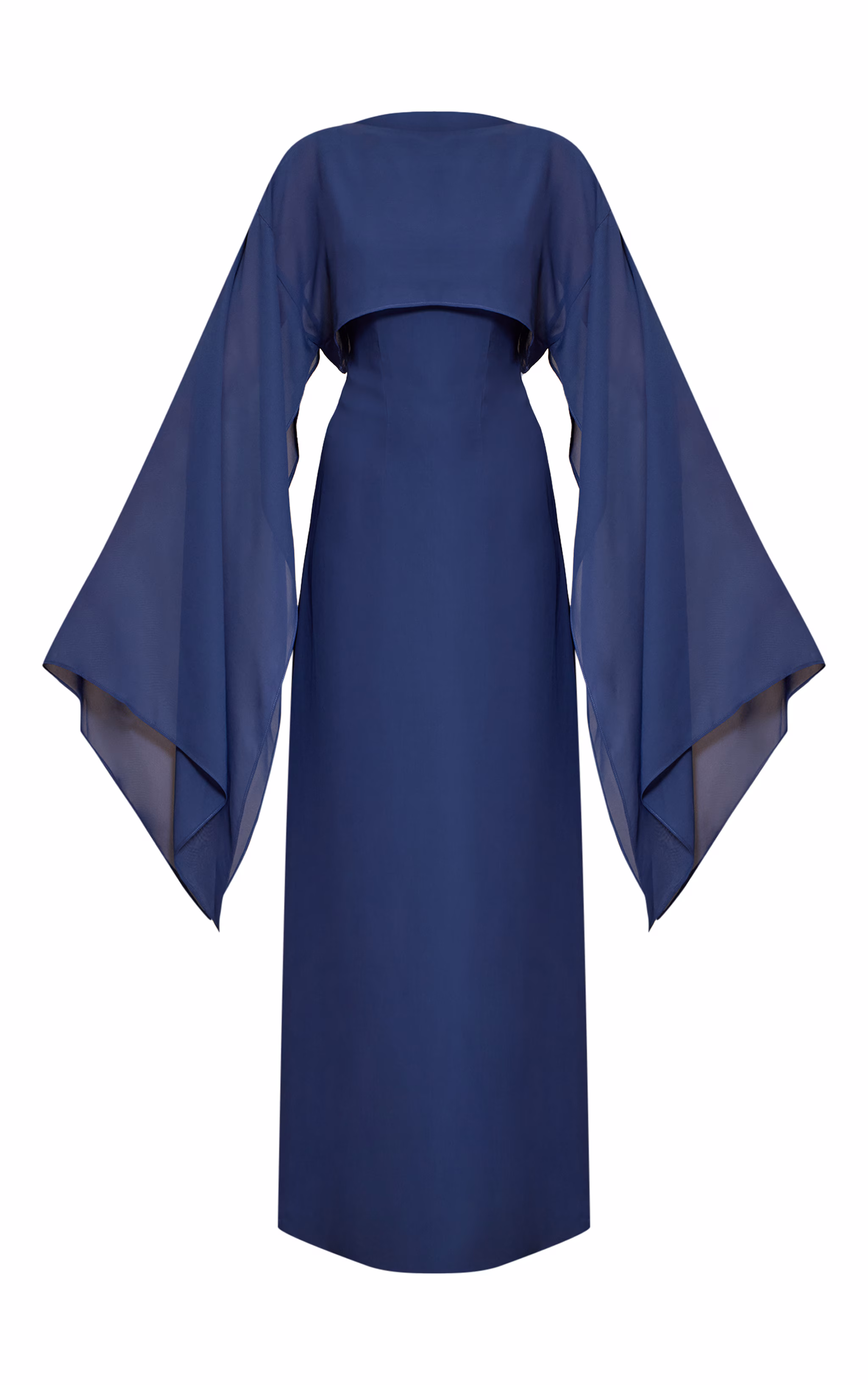 Navy Cape Detail Maxi Dress