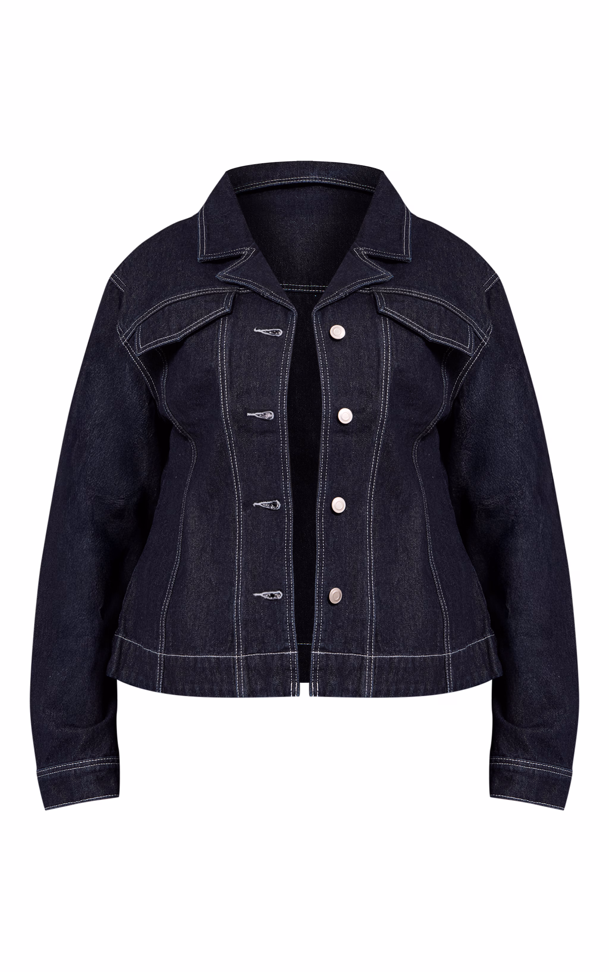 Plus Raw Indigo Cinched Waist Denim Blazer