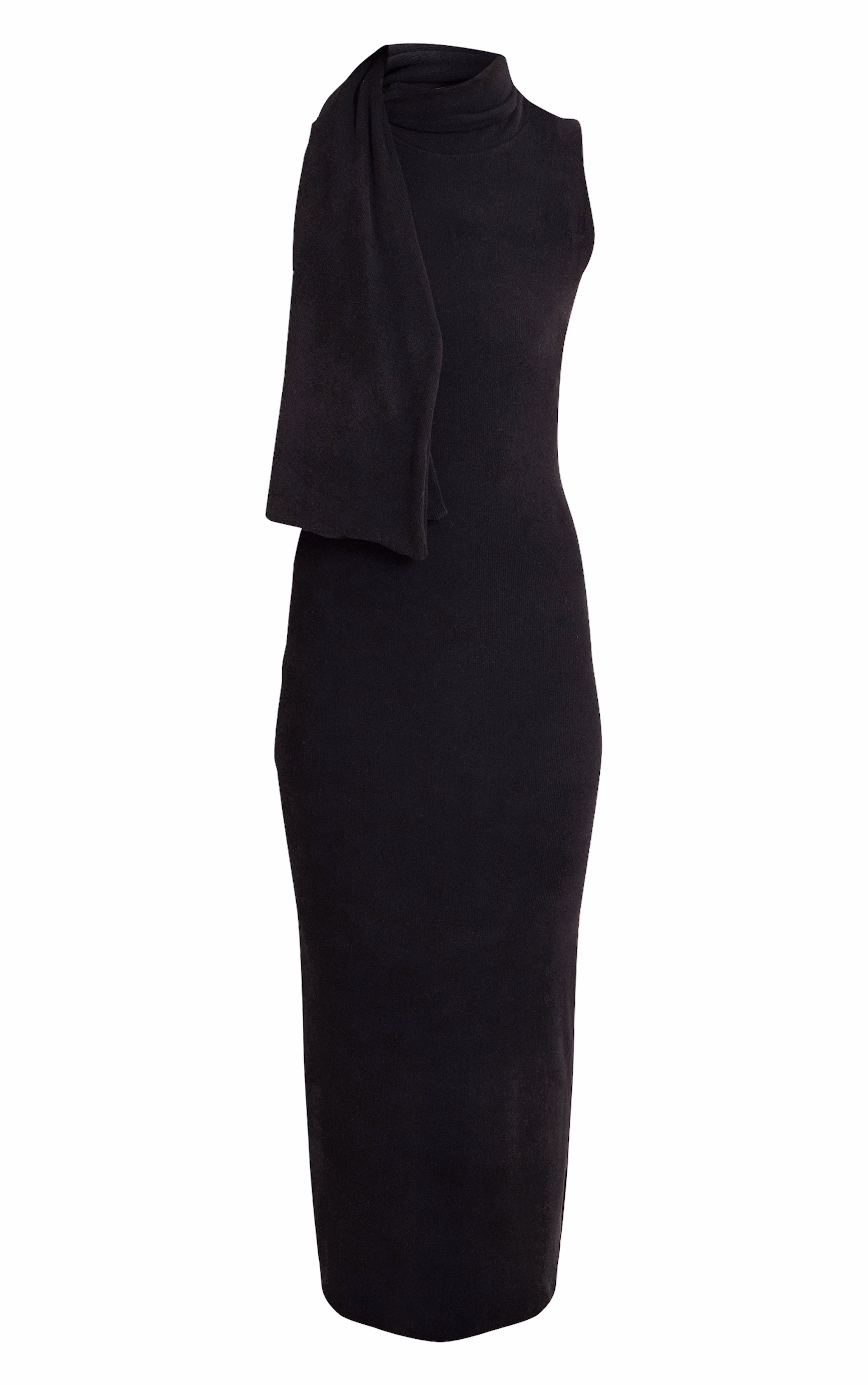 Black Wrap Neck Detail Maxi Dress