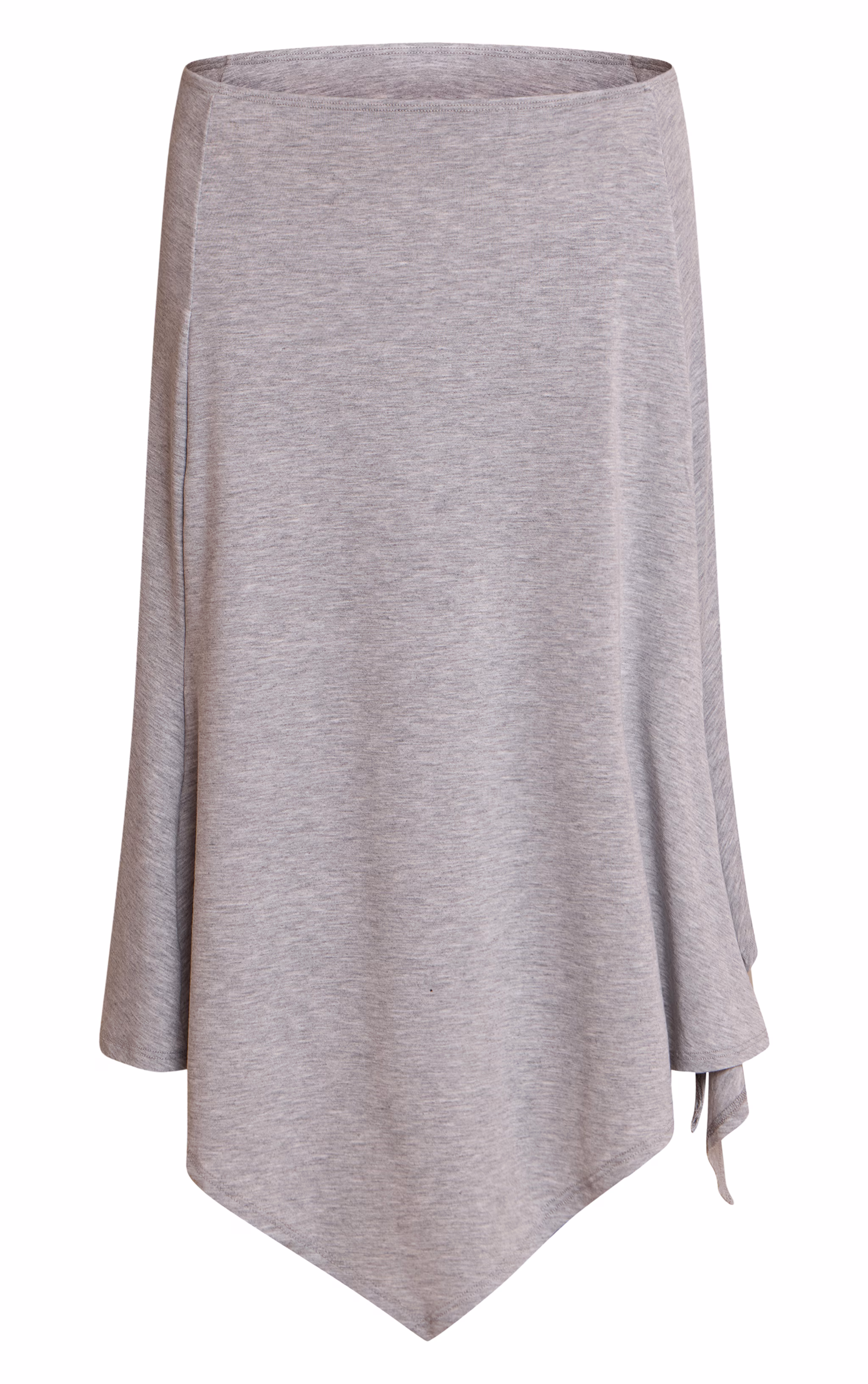 Grey Marl Jersey Hanky Hem Midi Skirt