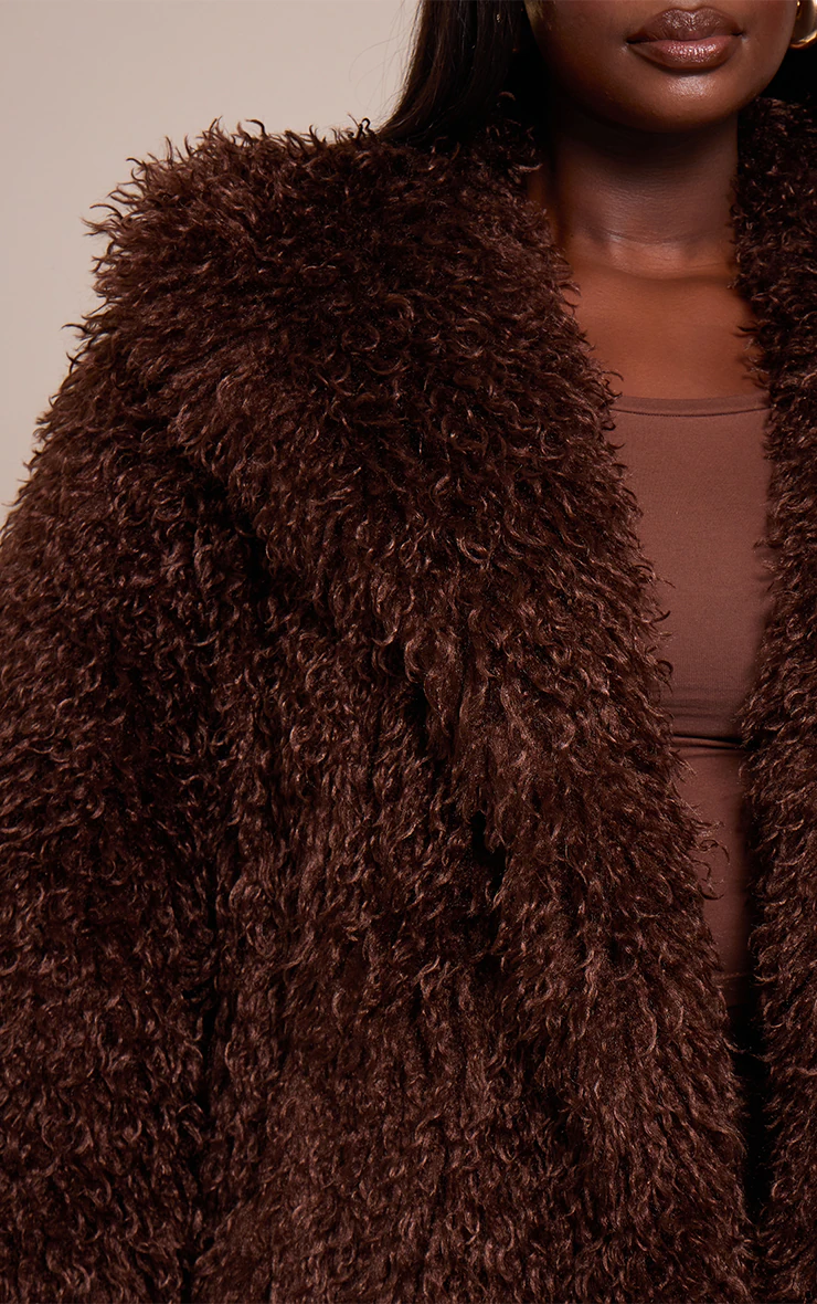 Plus Chocolate Mongolian Fur Midi Coat