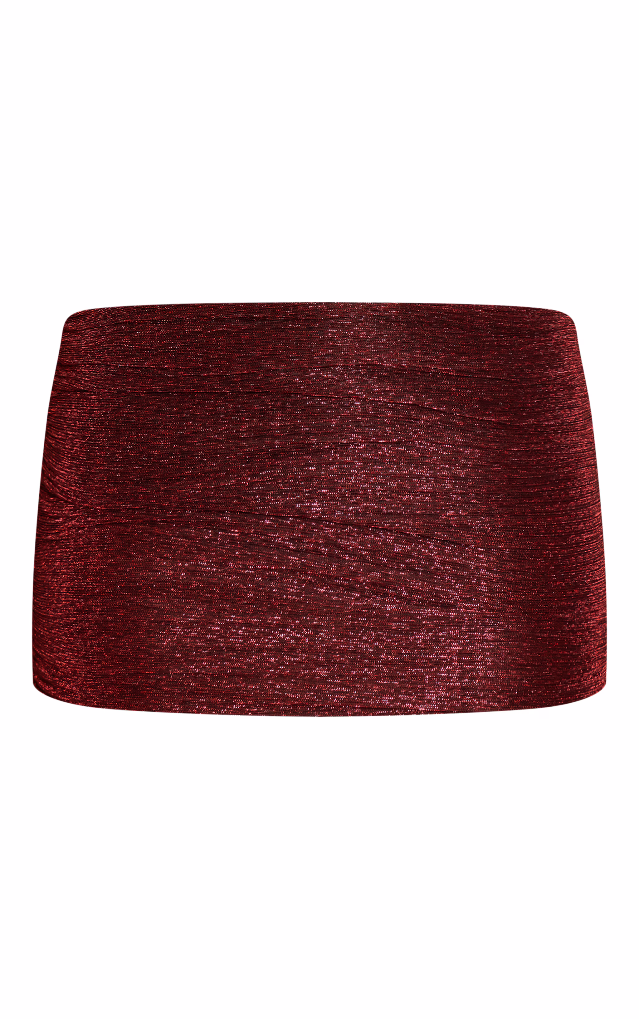 Dark Wine Glitter Ruched Mini Skirt Mid Rise