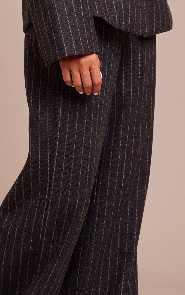 Charcoal Grey Brushed Pinstripe Pants