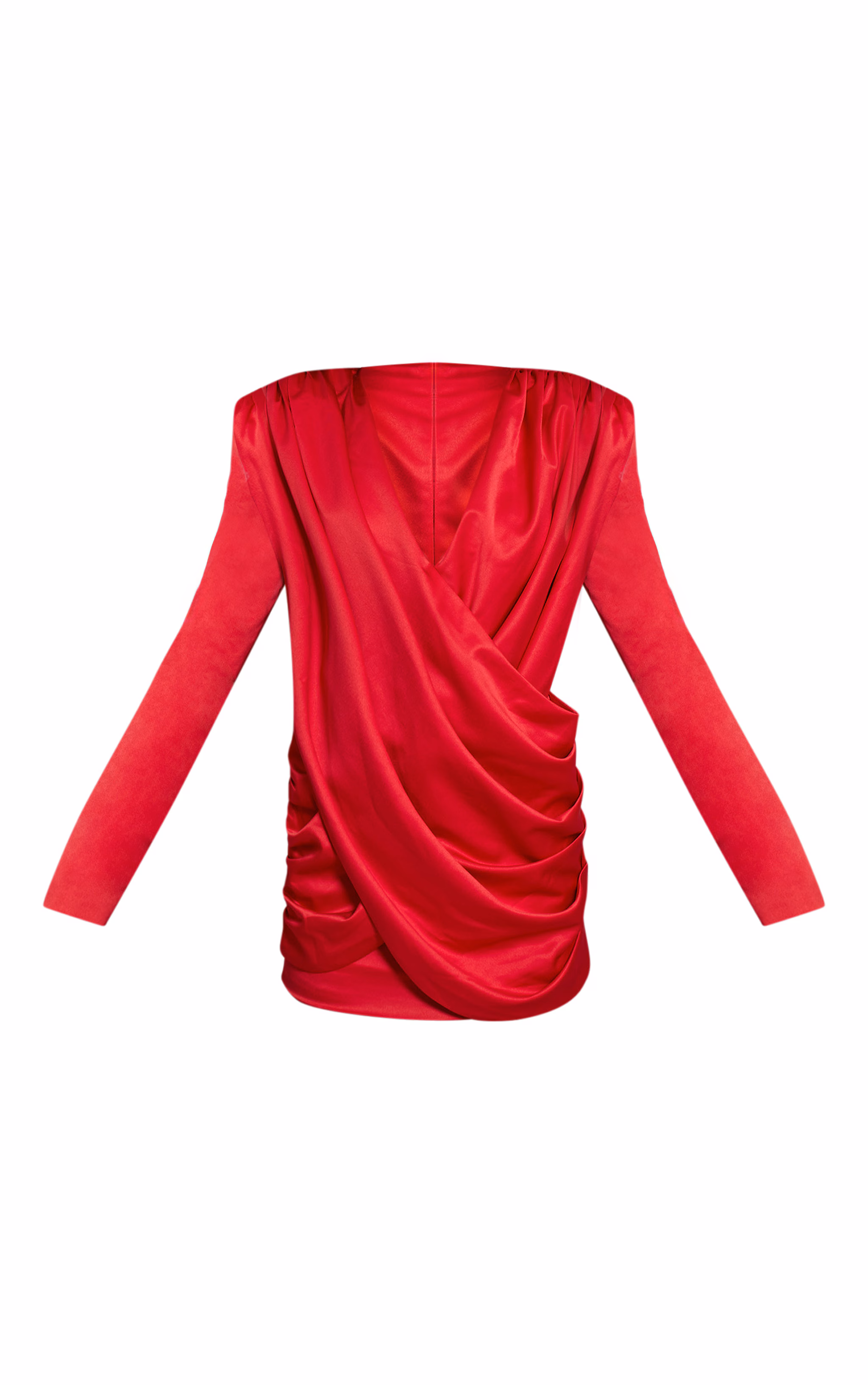 Red Satin Cowl Neck Mini Dress