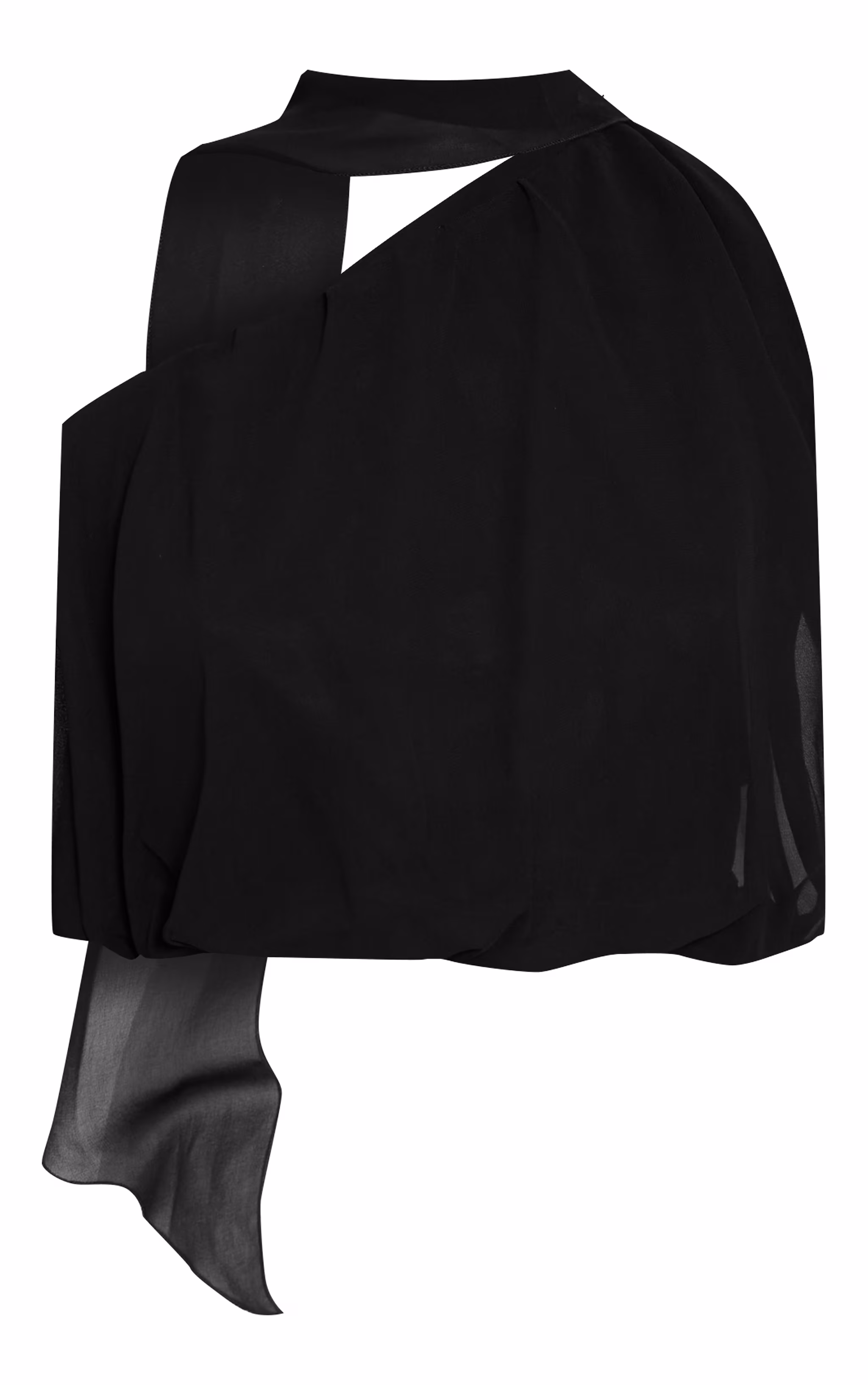 Black Mesh Halterneck Scarf Detail Top