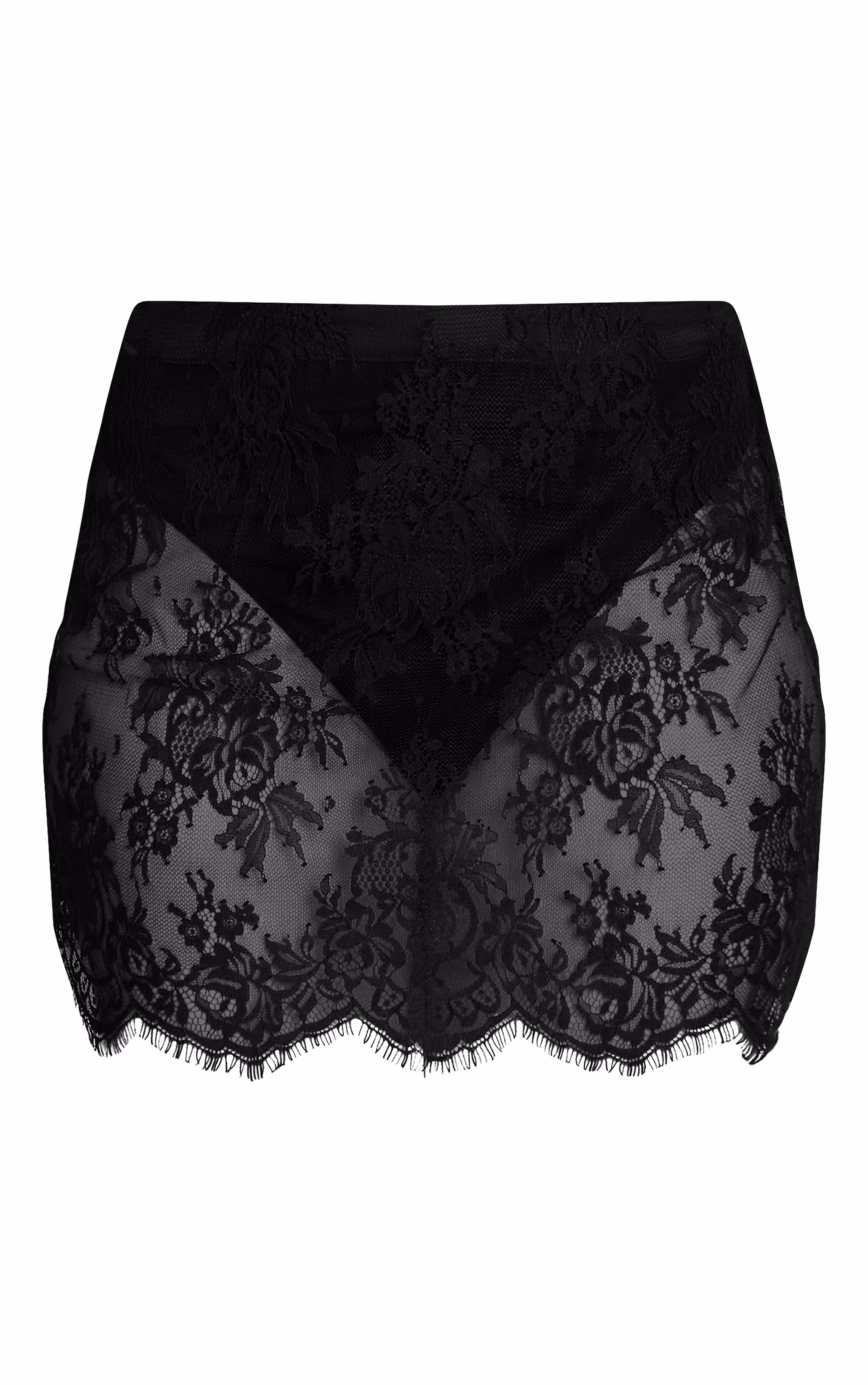 Black Lace Sheer Mini Skirt