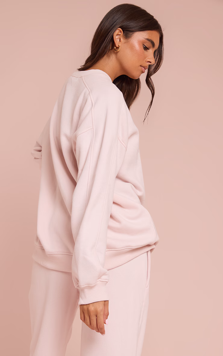Baby Pink PLT Embossed Crew Neck Sweatshirt