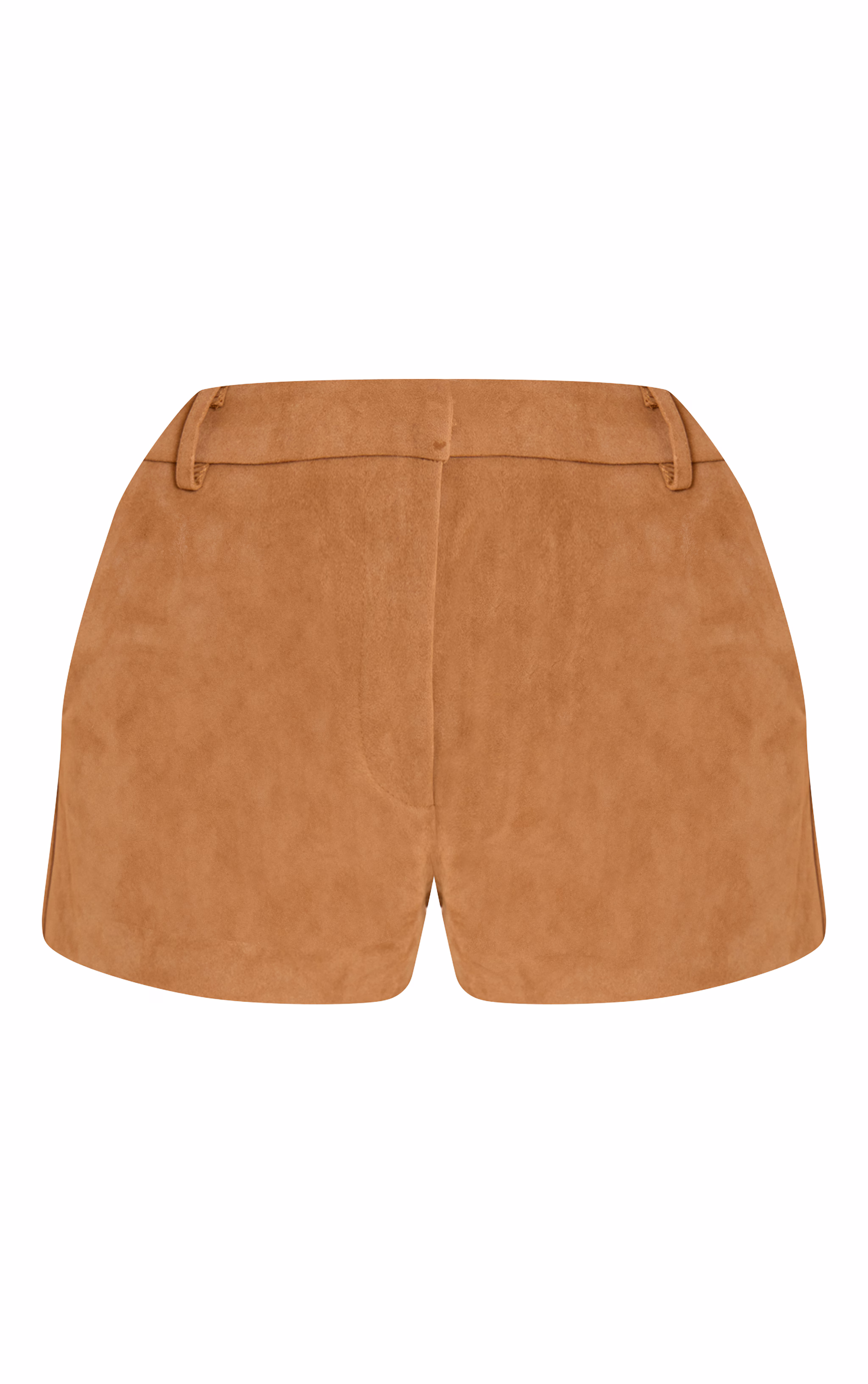 Tan Structured Faux Suede Tailored Shorts