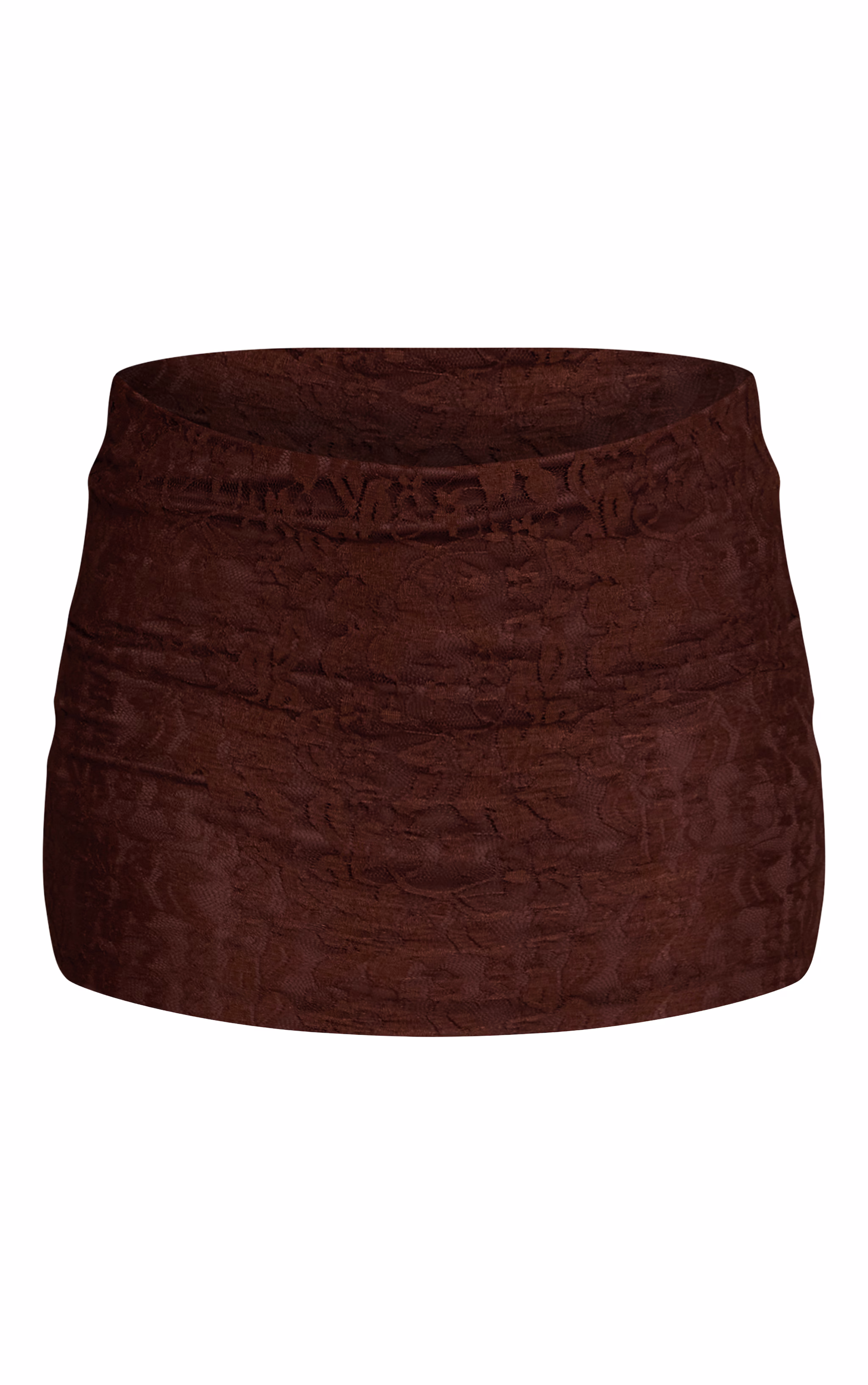 Brown Lace Mini Skirt Mid Rise