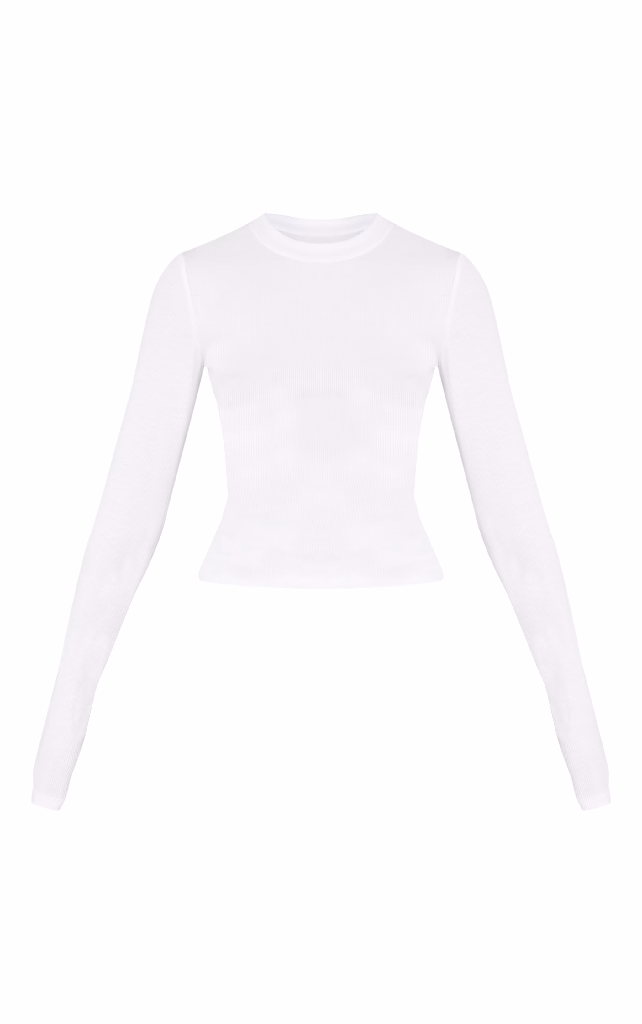 White Soft Rib Crew Neck Long Sleeve Top
