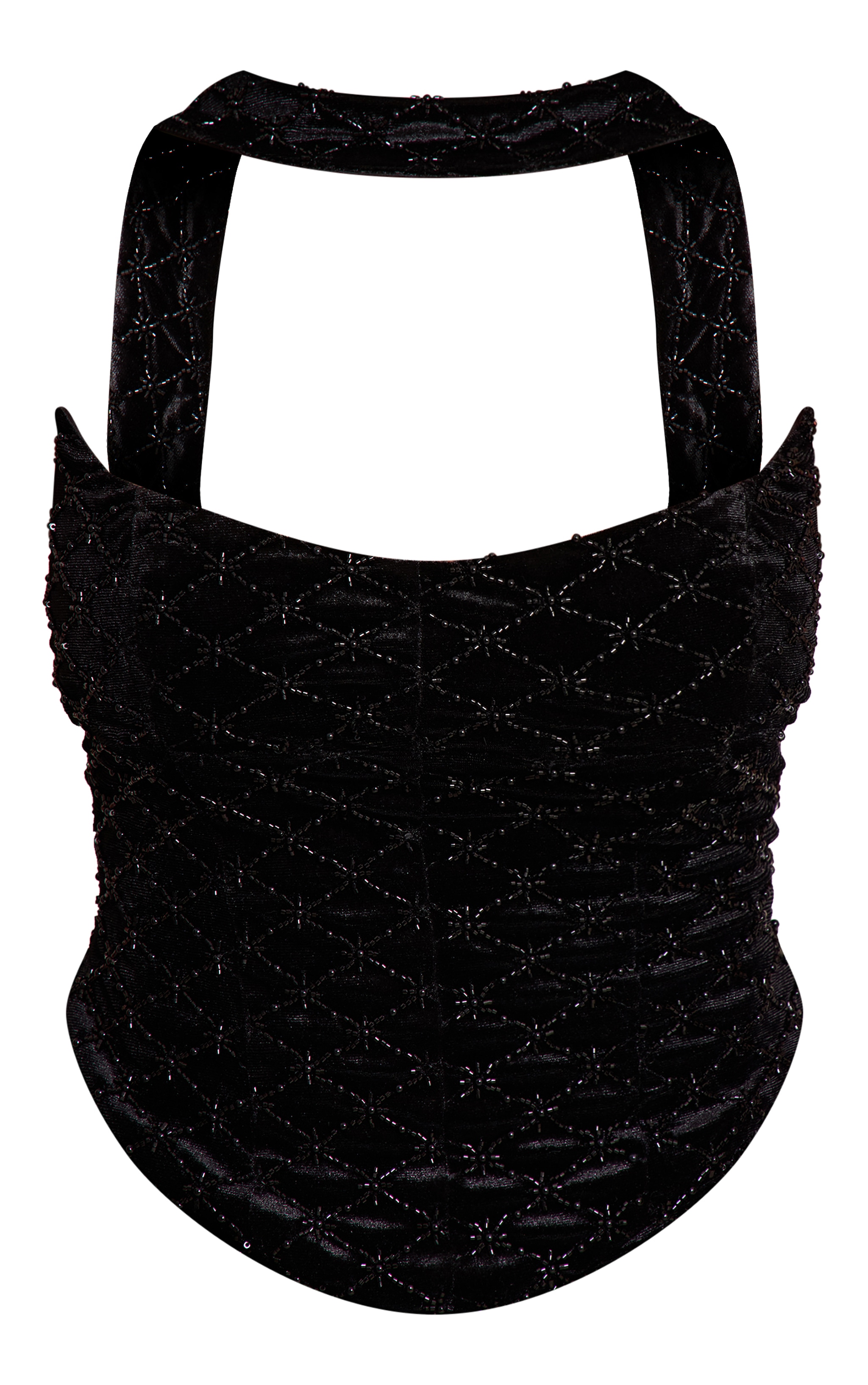 Shape Black Embellished Chocker Detail Top