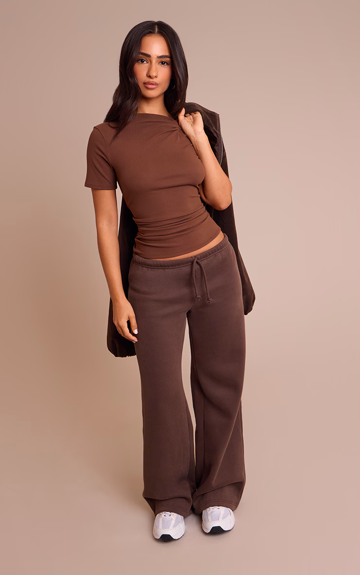 Petite Chocolate Super Soft Twist Detail Cap Sleeve Top