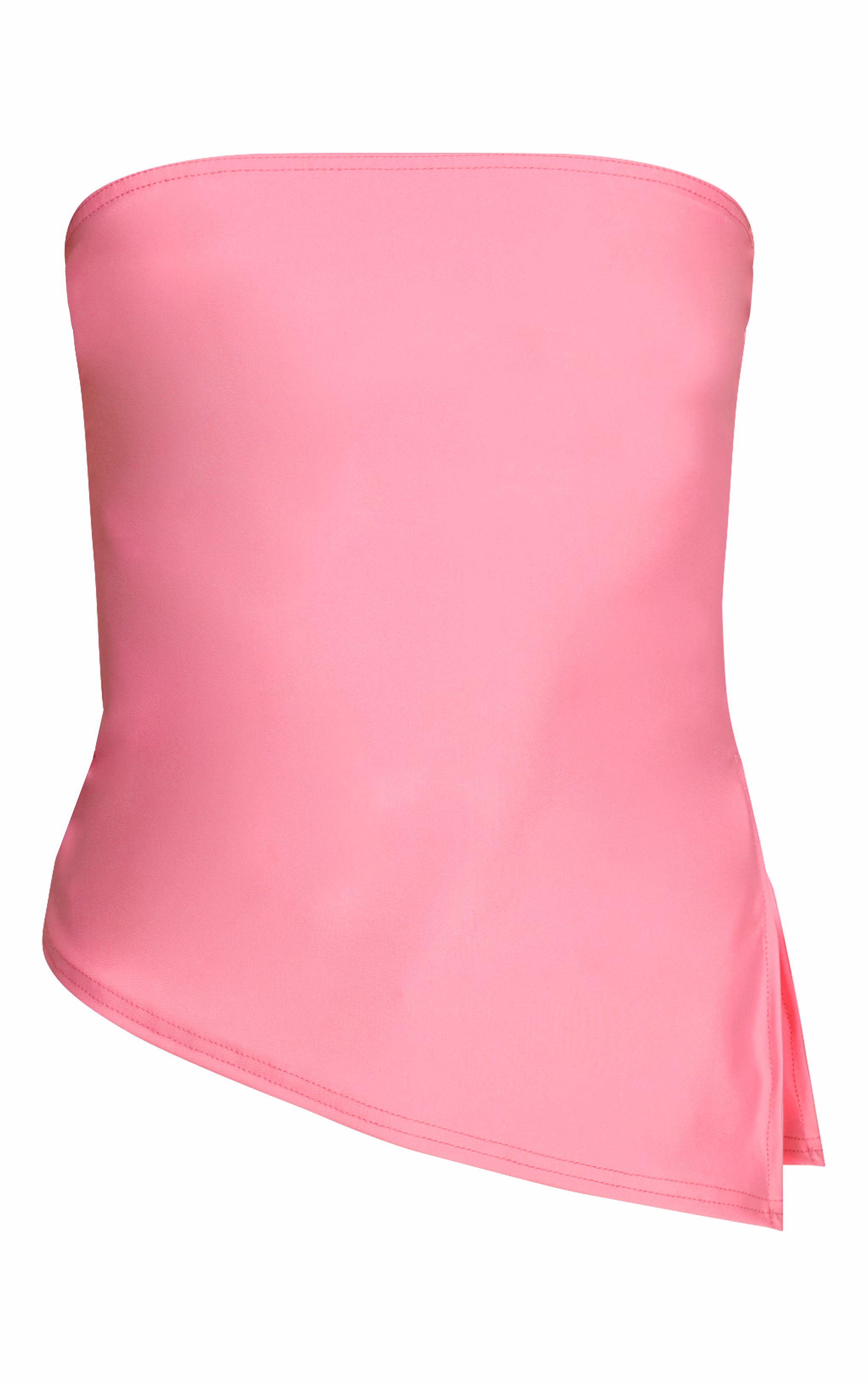 Pink Contour Slinky Bandeau Asymmetric Split Hem Longline Top