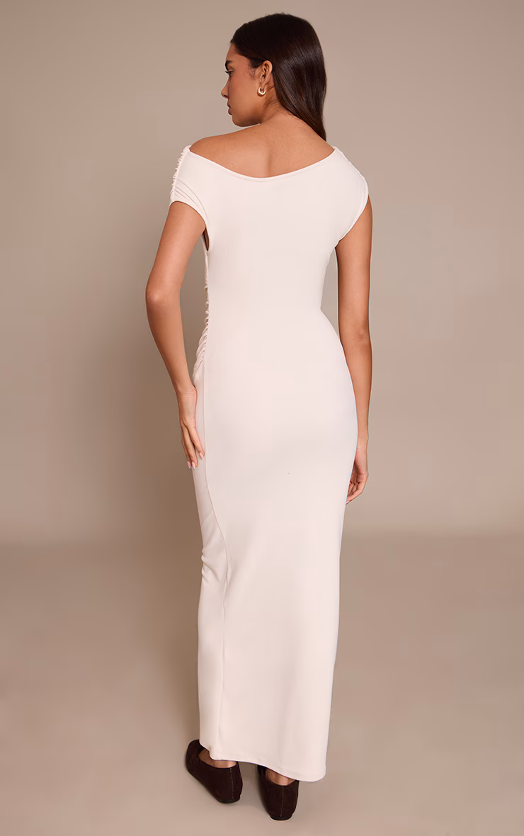 Cream Super Soft Asymmetric Bodycon Dress