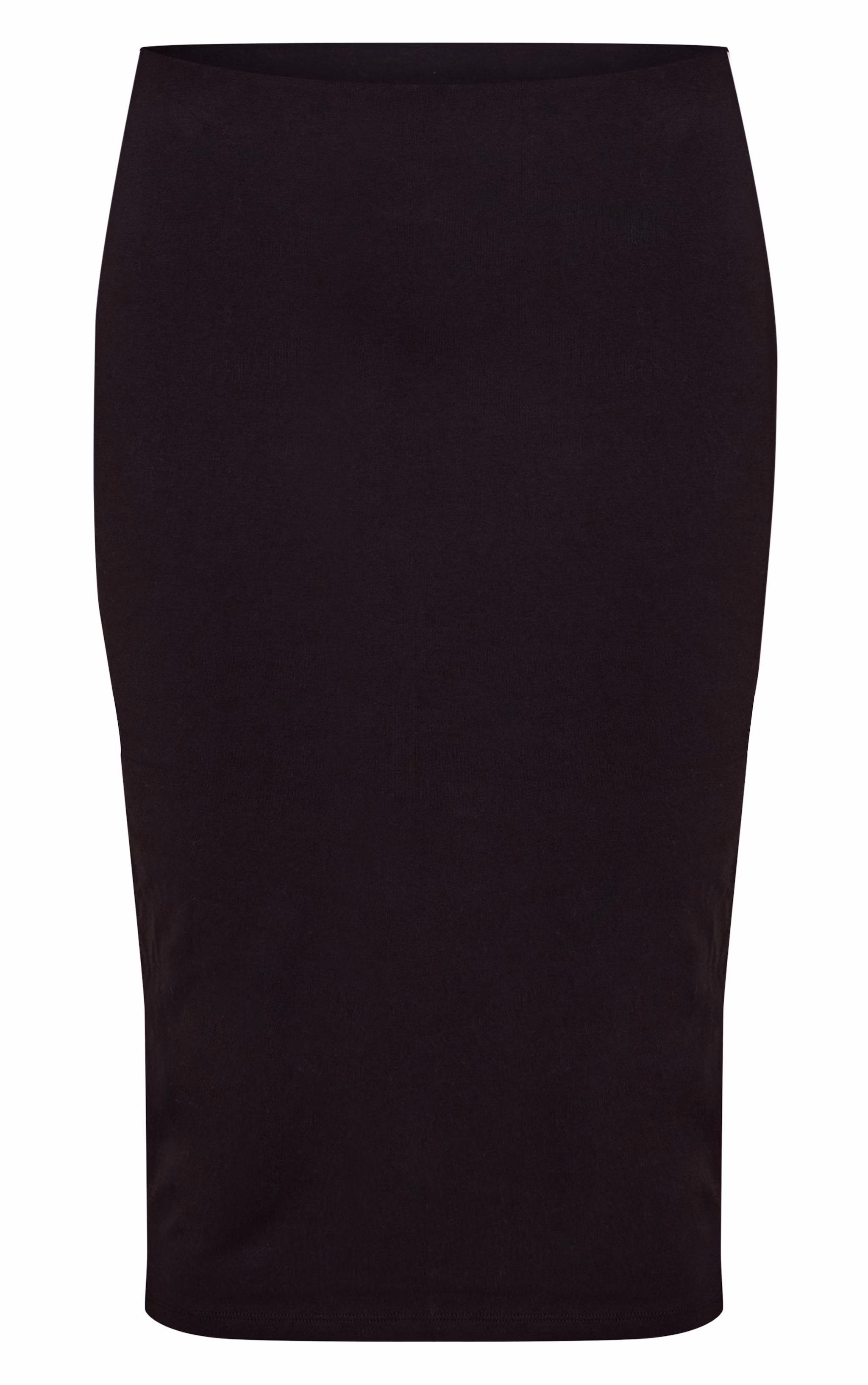 Black Basic Soft Cotton Midi Skirt