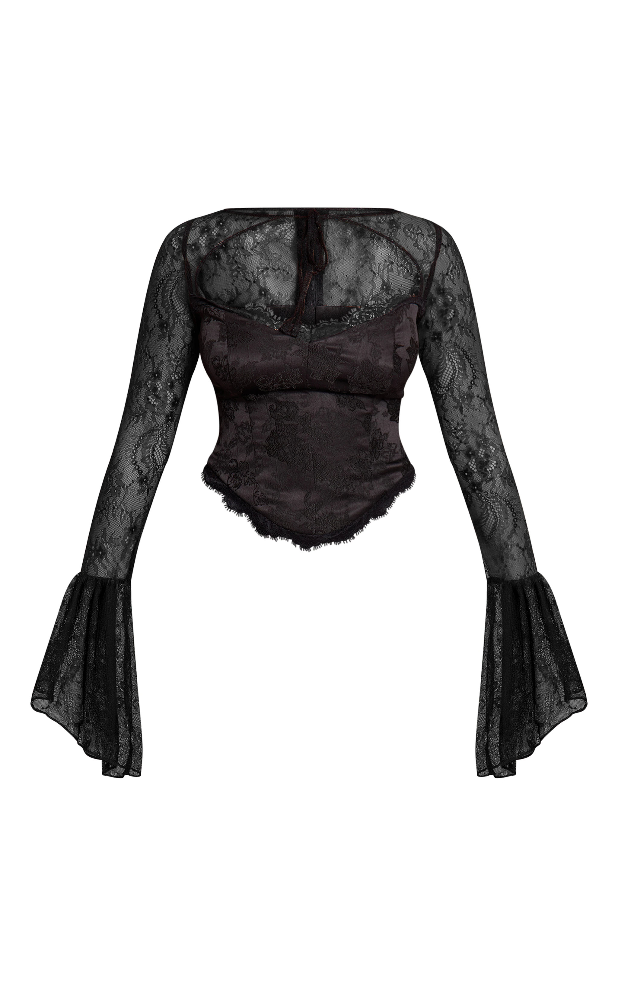 Shape Black Lace Sleeve Corset Top