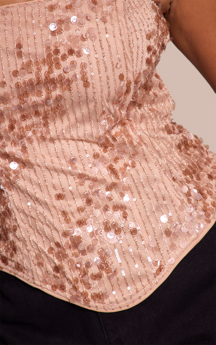Shape Nude Tonal Sequin Corset Top
