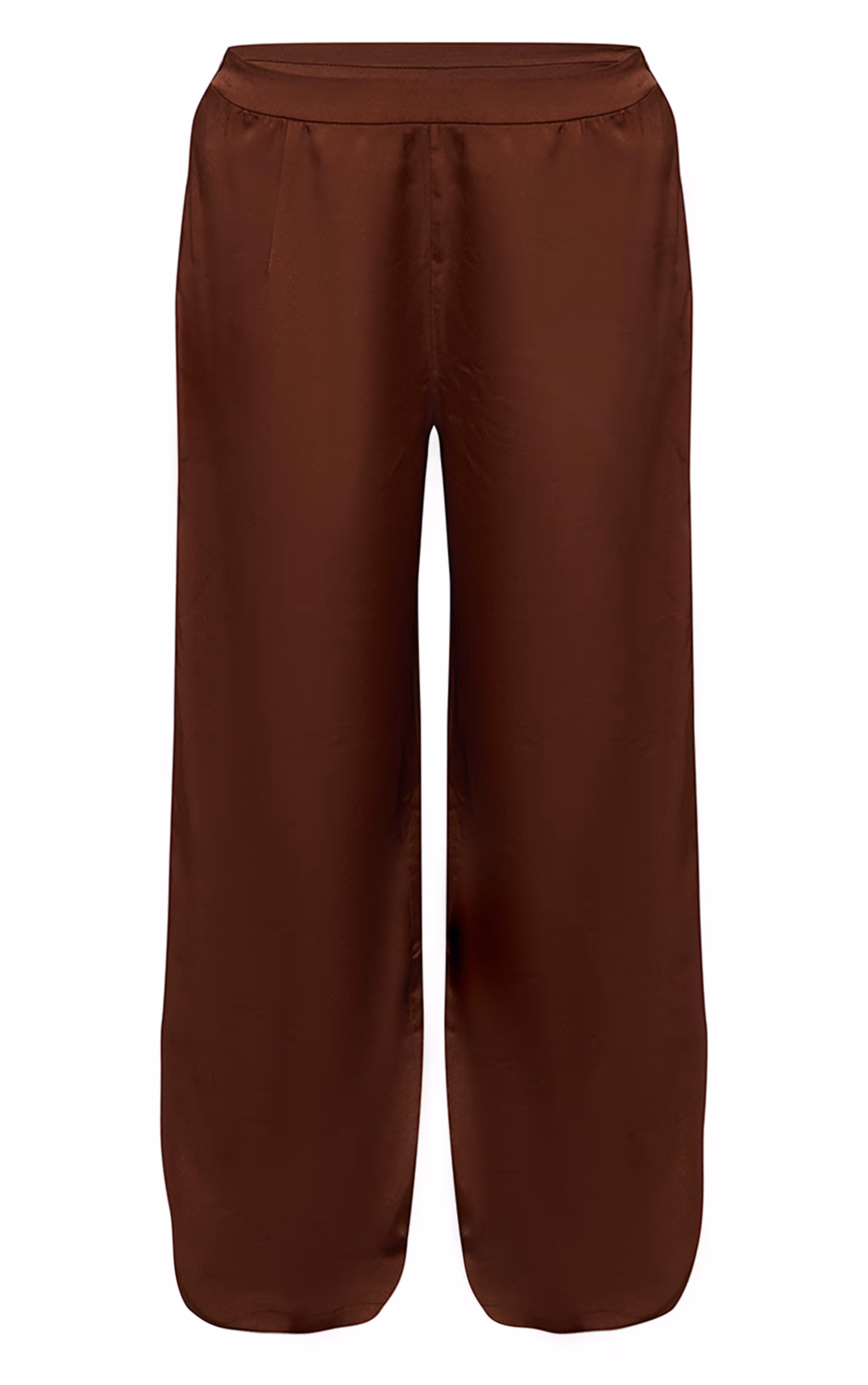 Plus Chocolate Satin Wide Leg Pants