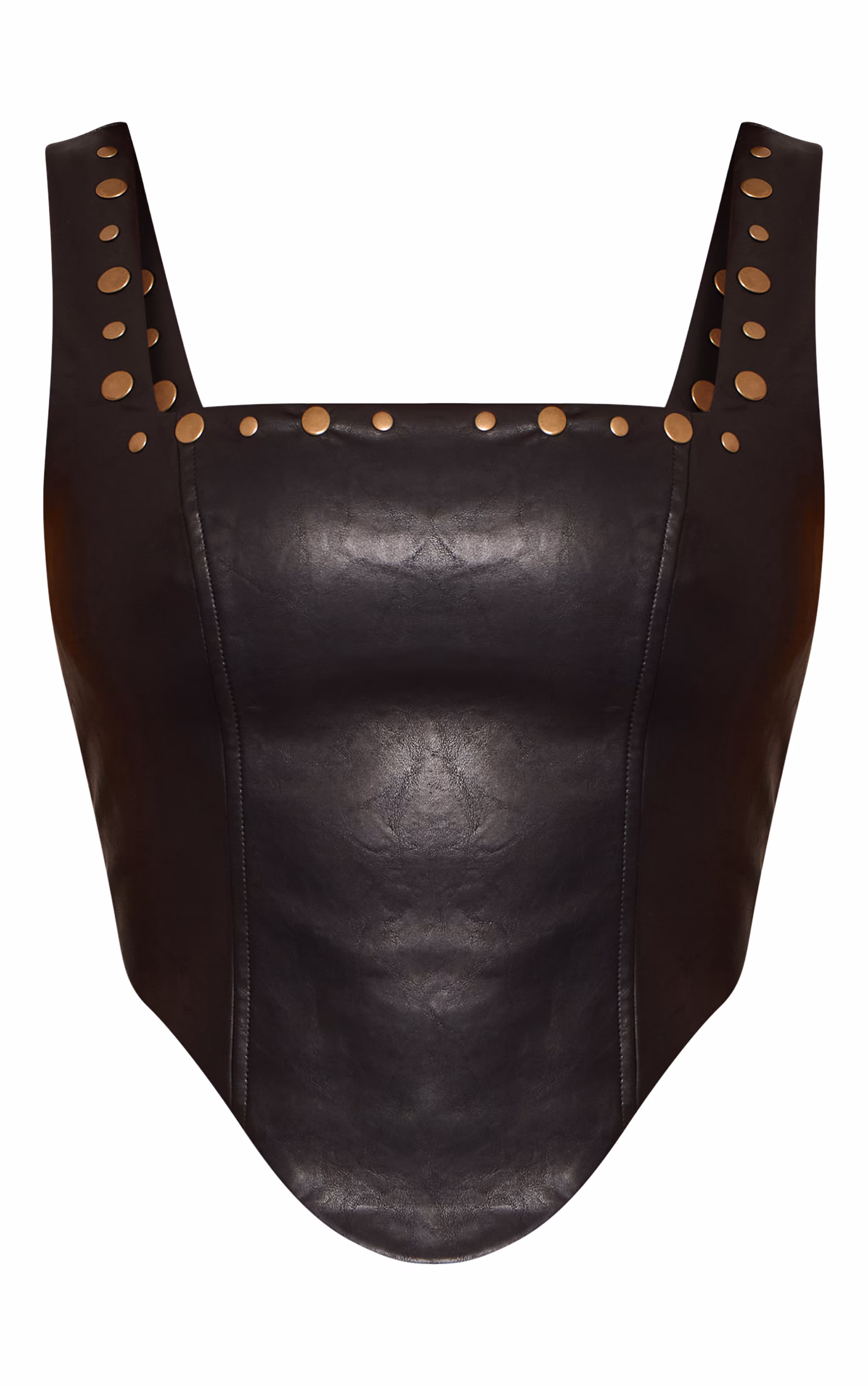 Black Faux Leather Studded Corset