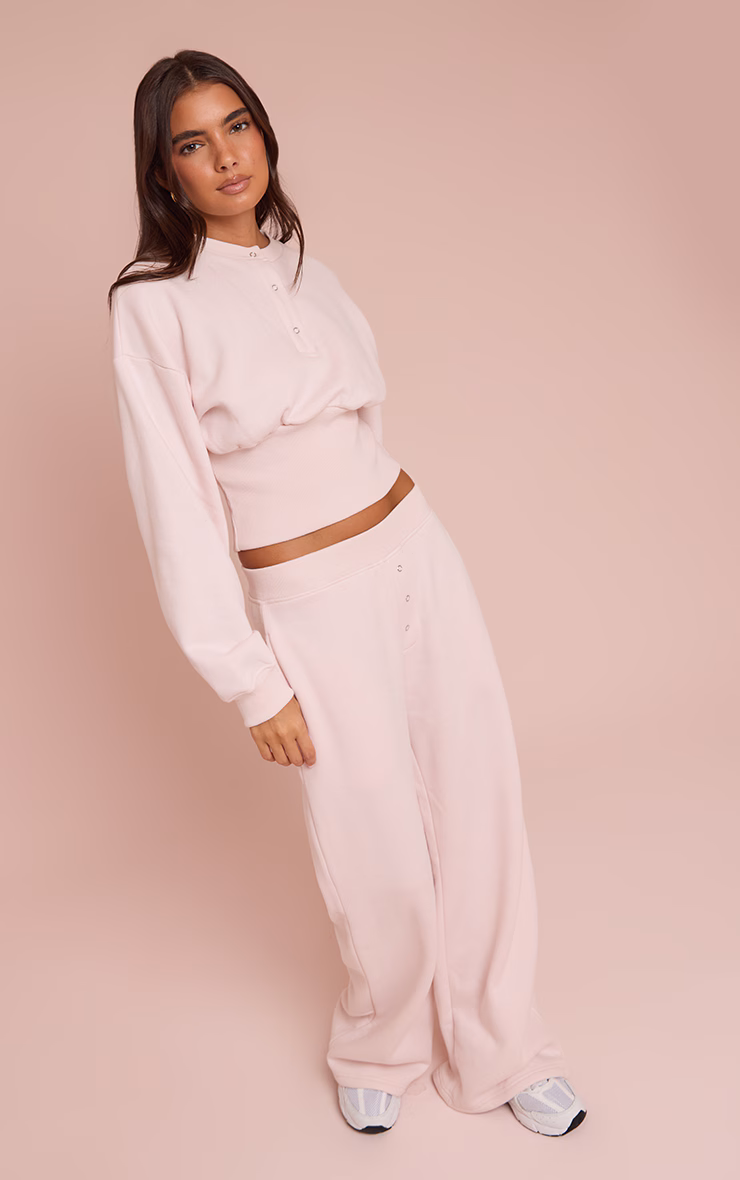 Baby Pink High Waist Straight Leg Sweatpants