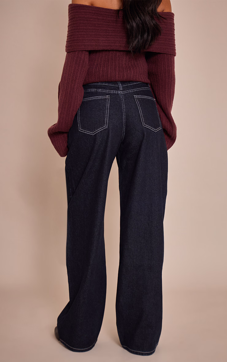 Tall Indigo Dipped Back Waistband Boyfriend Jeans