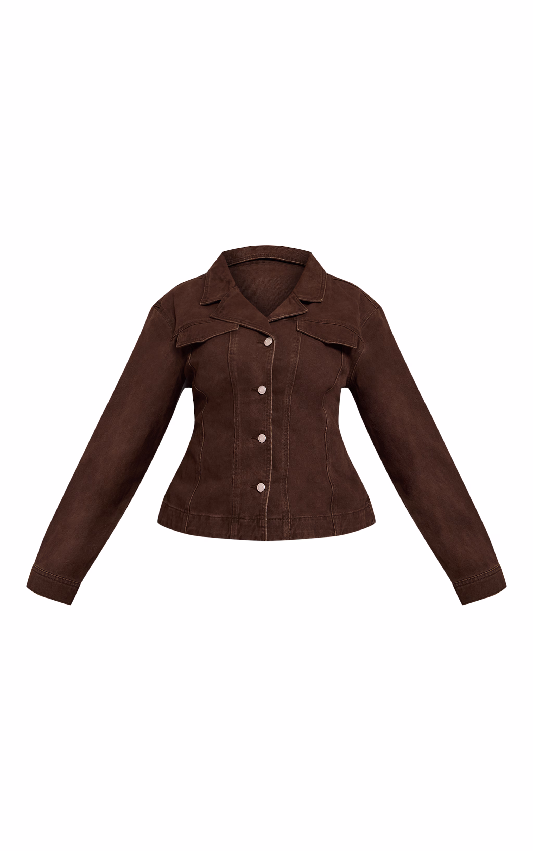 Plus Dark Chocolate Cinched Waist Denim Blazer