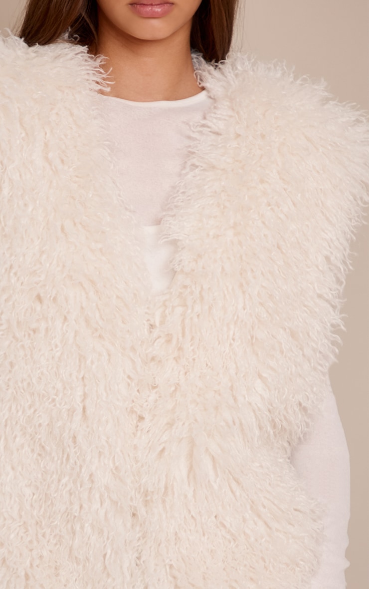 Cream Mongolian Faux Fur Vest