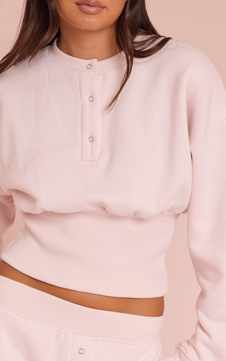 Baby Pink Button Up Cinched Sweatshirt