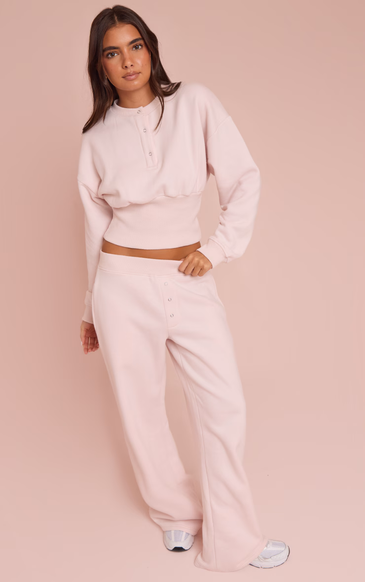 Baby Pink Button Up Cinched Sweatshirt