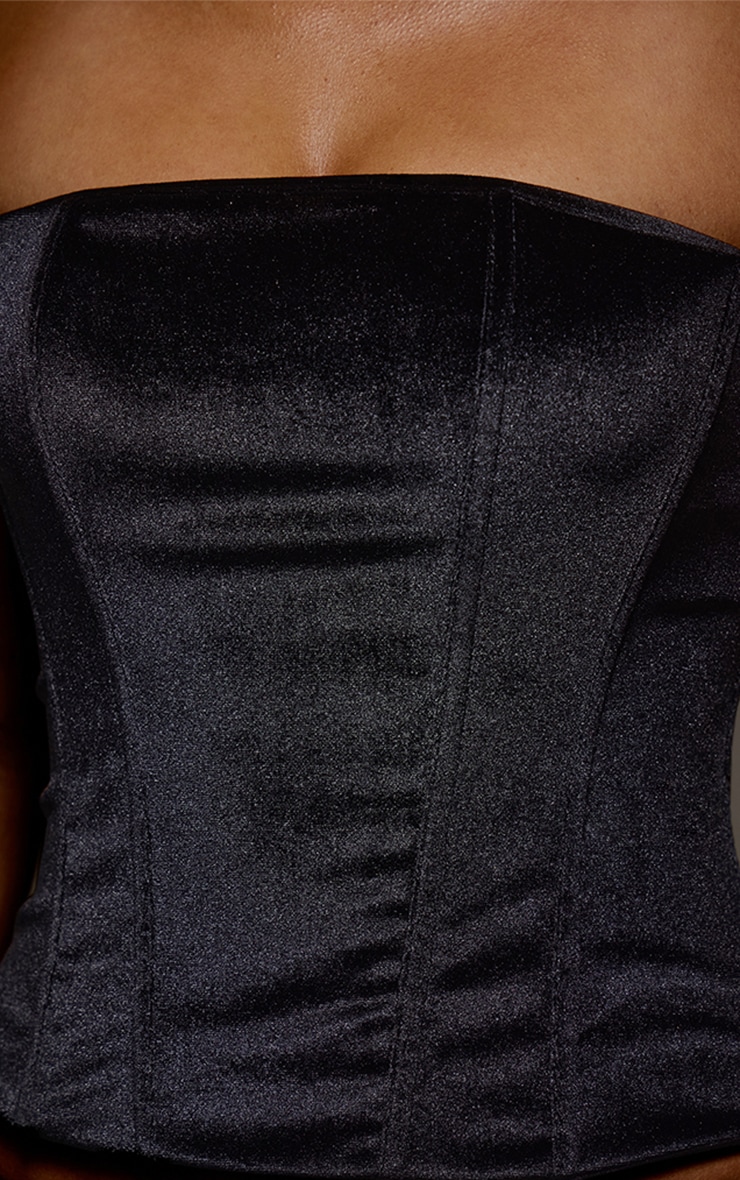 Black Velvet Boned Lace Up Corset