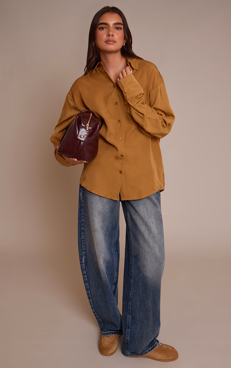 Tan Tencel Oversized Shirt