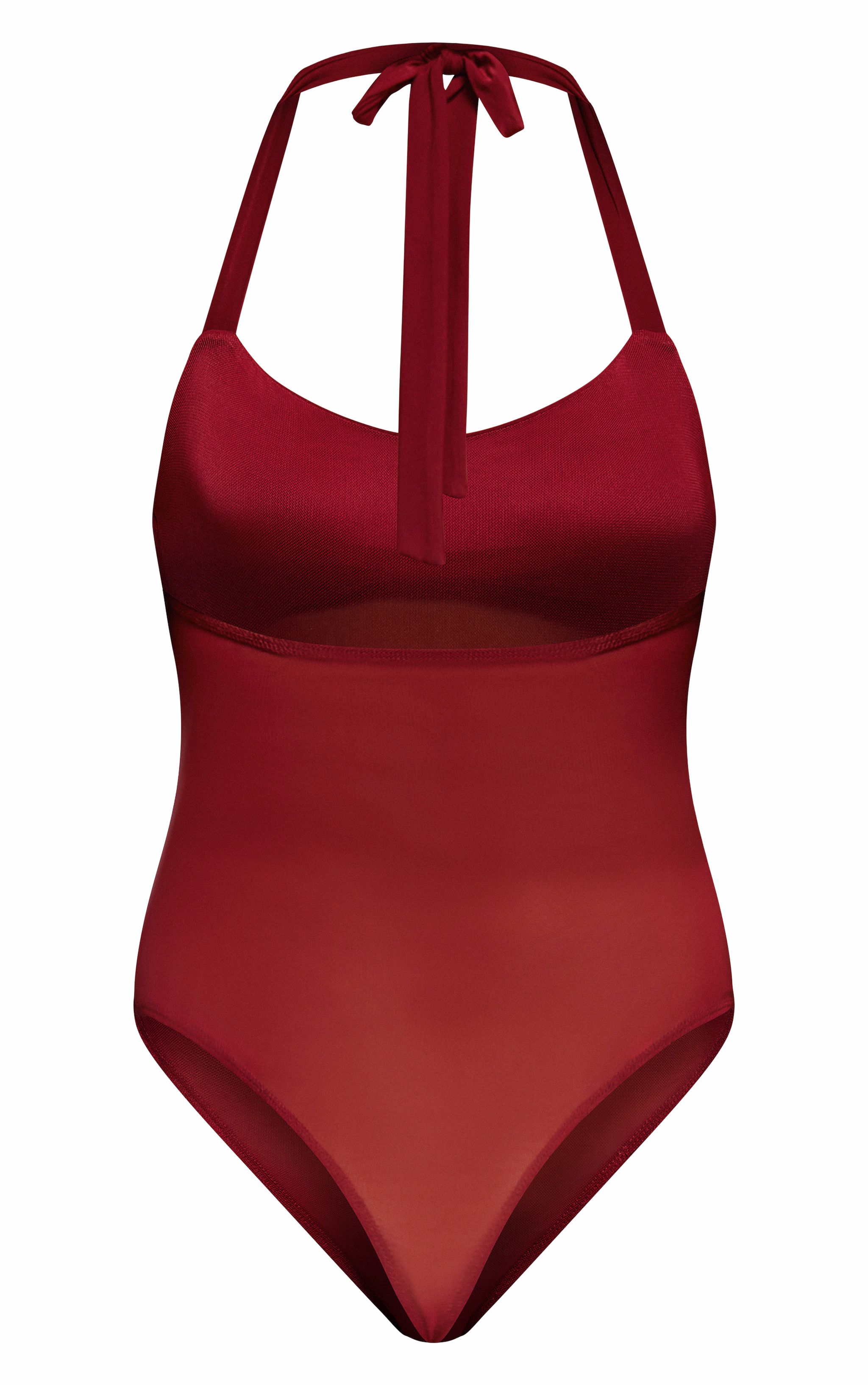 Wine Bust Detail Mesh Halterneck Bodysuit