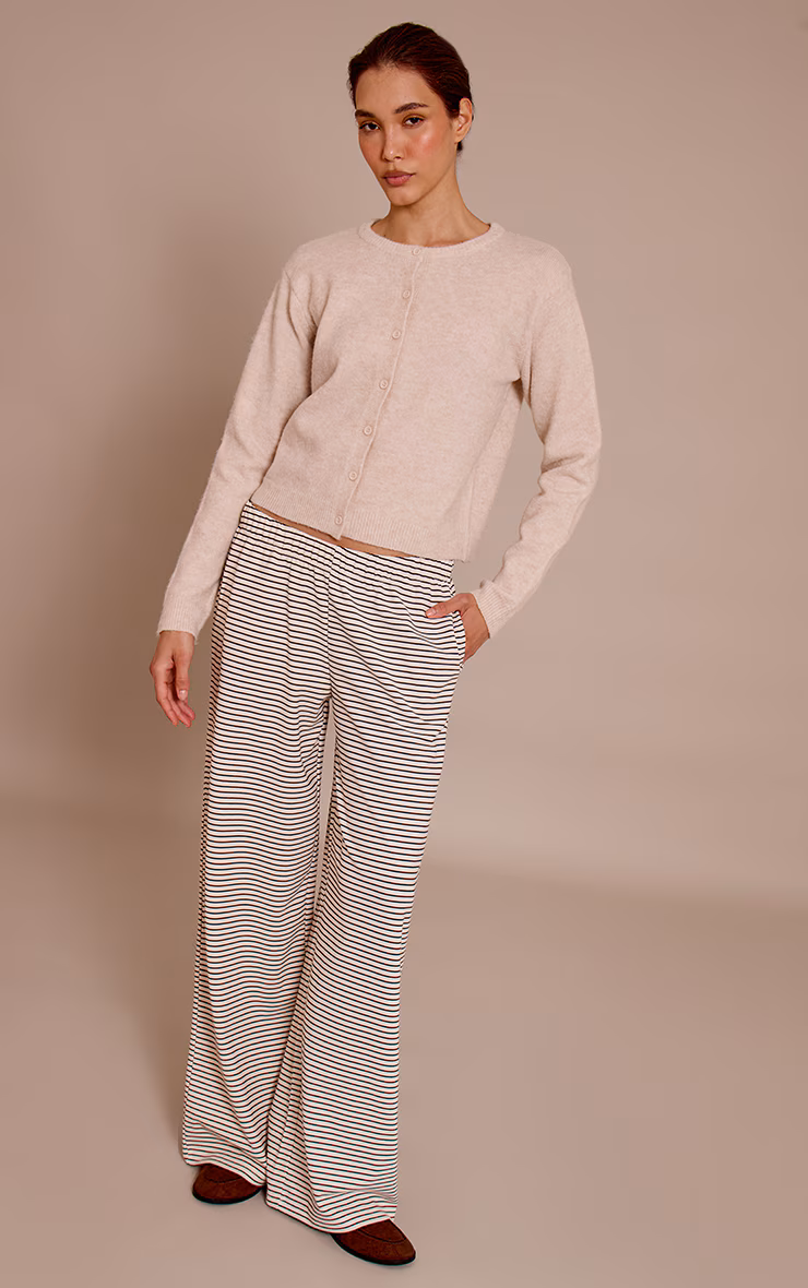 Chocolate Stripe Heavy Cotton Wide Leg Pants
