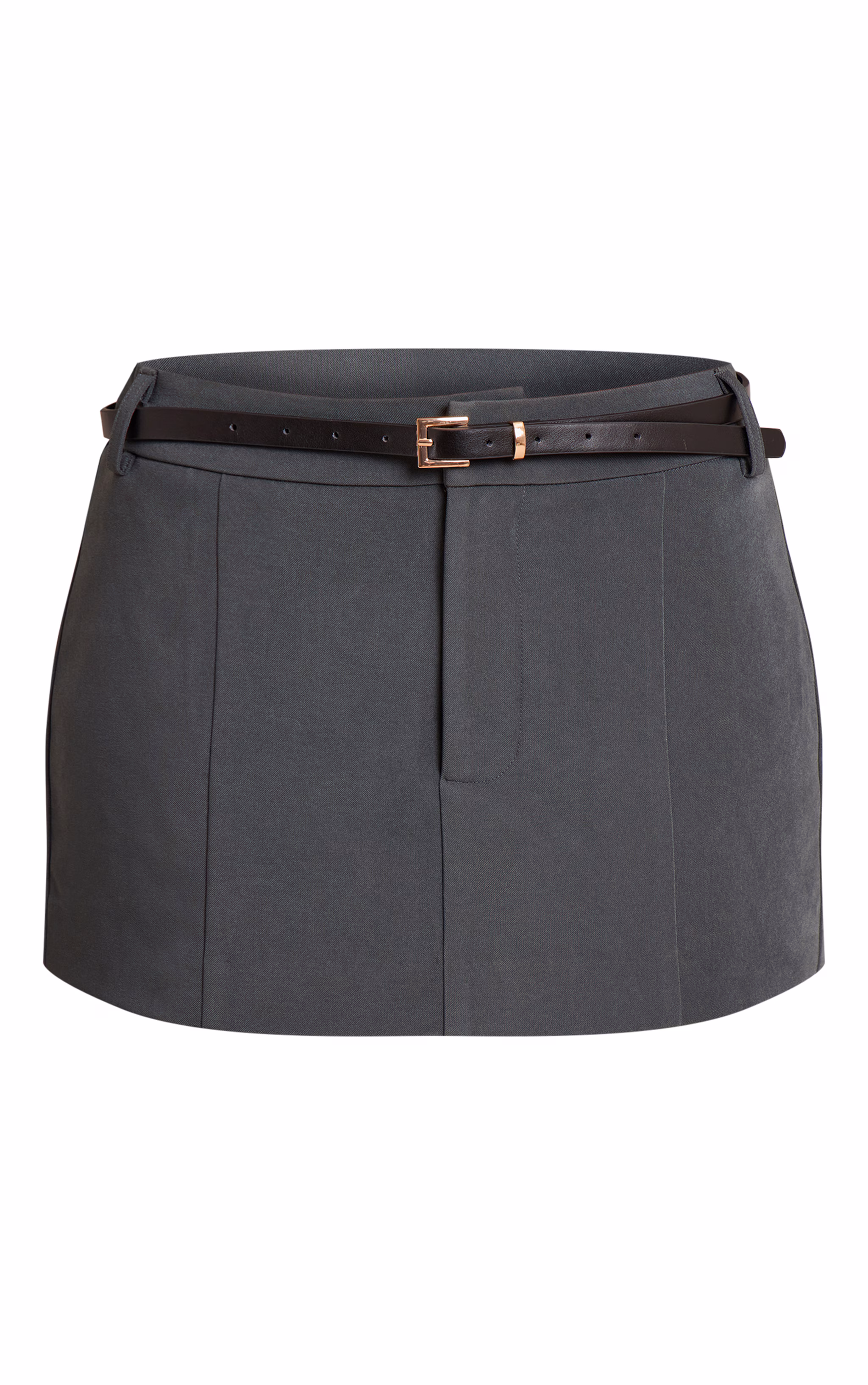 Tall Charcoal Belt Detail Pleated Skort