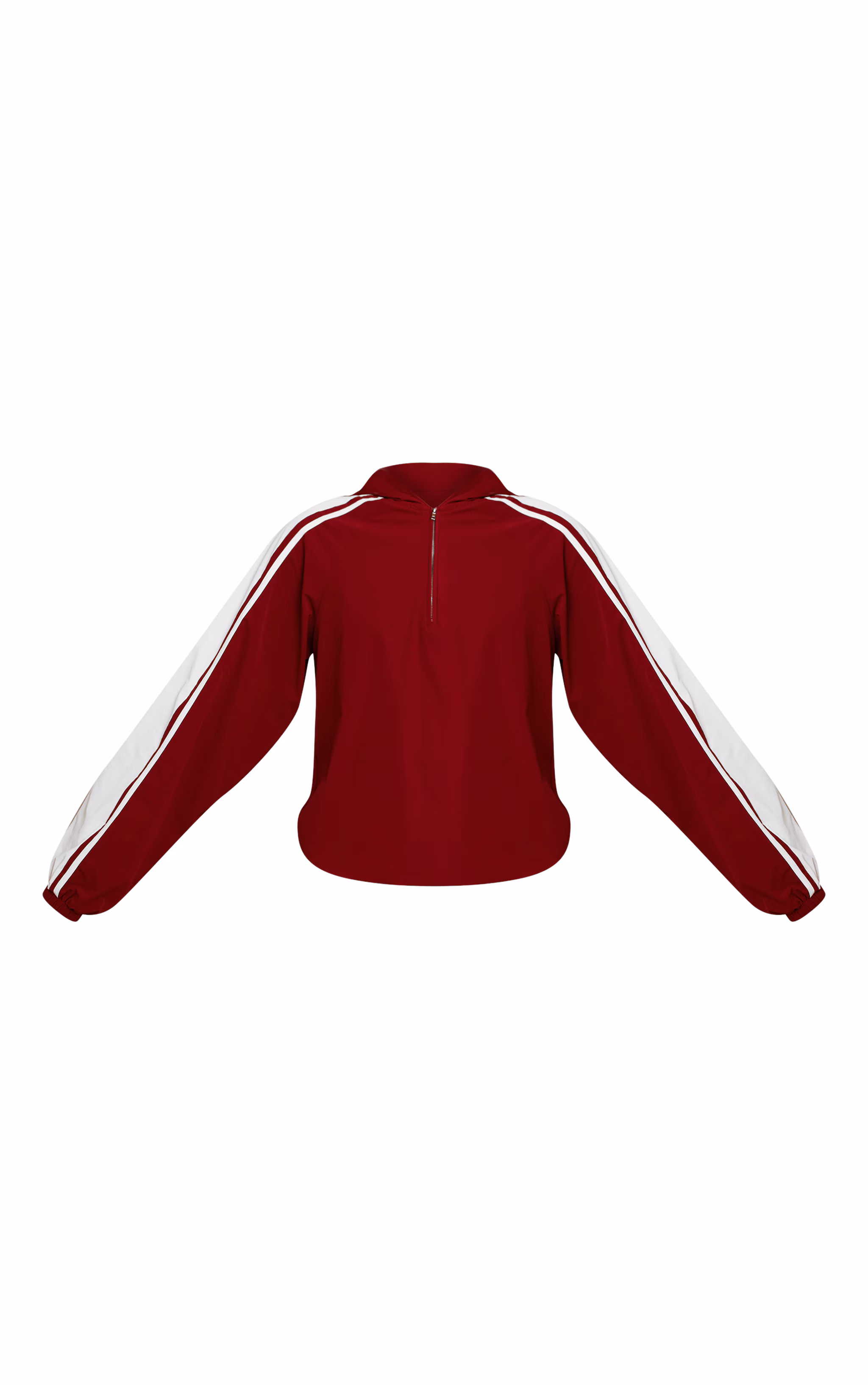 Red Shell Contrast Stripe Hooded Track Jacket