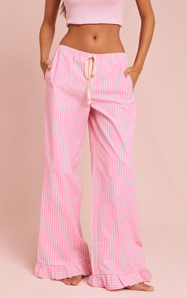 Pink Pinstripe Pants with Contrast Ties