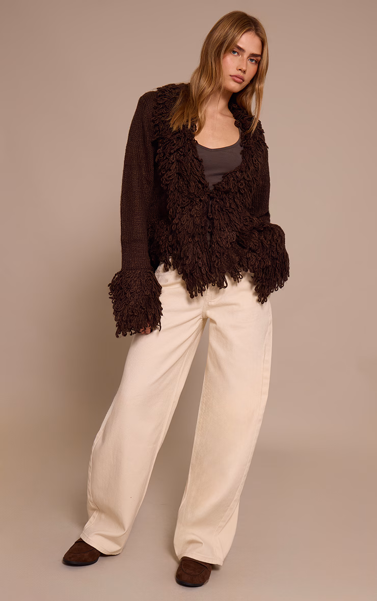 Chocolate Loop Knit Edge cardigan