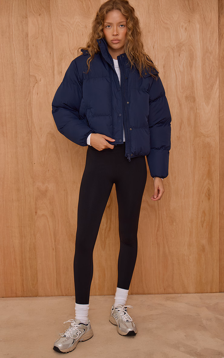 Navy Hooded Puffer Coat