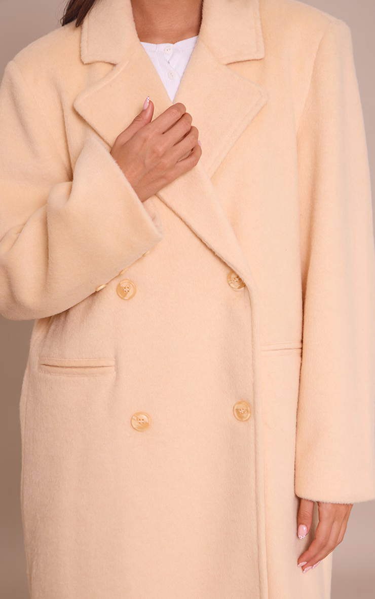 Buttercream Structured Double Breasted Wool Look Maxi Coat