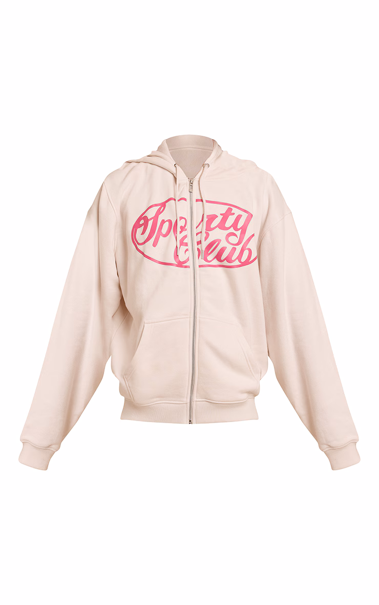 Cream Sports Club Cotton Fleece Full Zip Hoodie