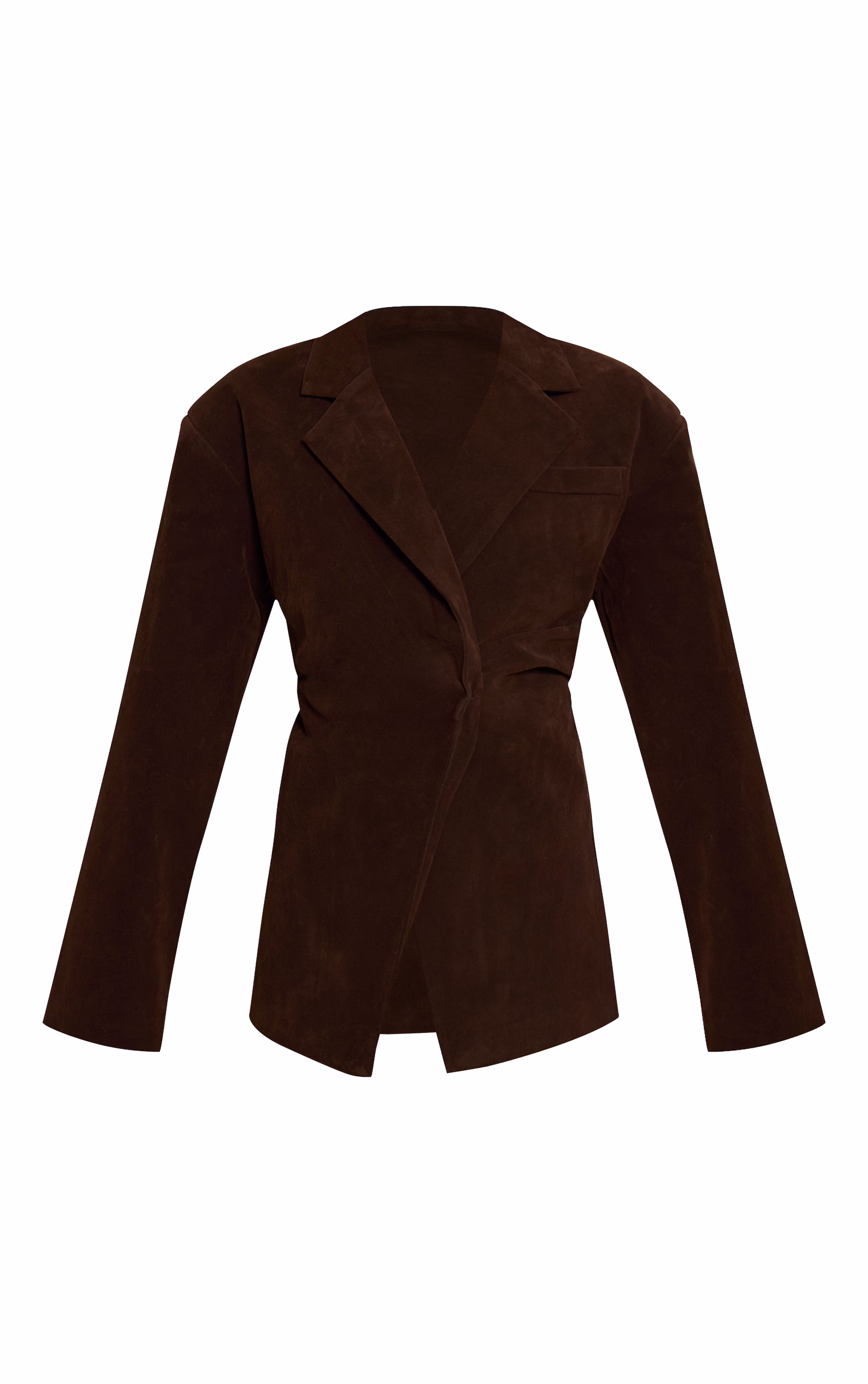 Chocolate Suede Cinch Waist Blazer