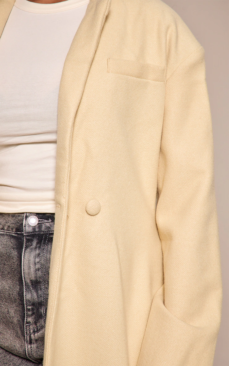 Shape Butter Yellow  Wool-Look Cinched Waist Longline Blazer Coat