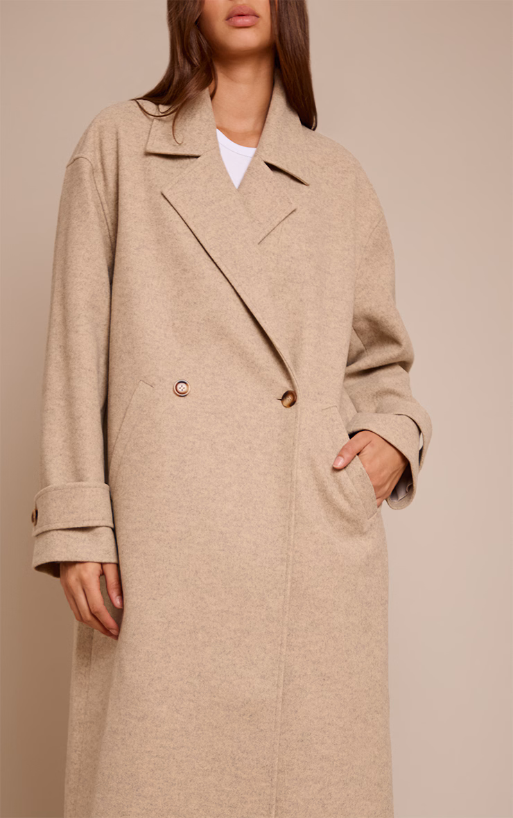 Oat Belted Oversized Wool Look Coat