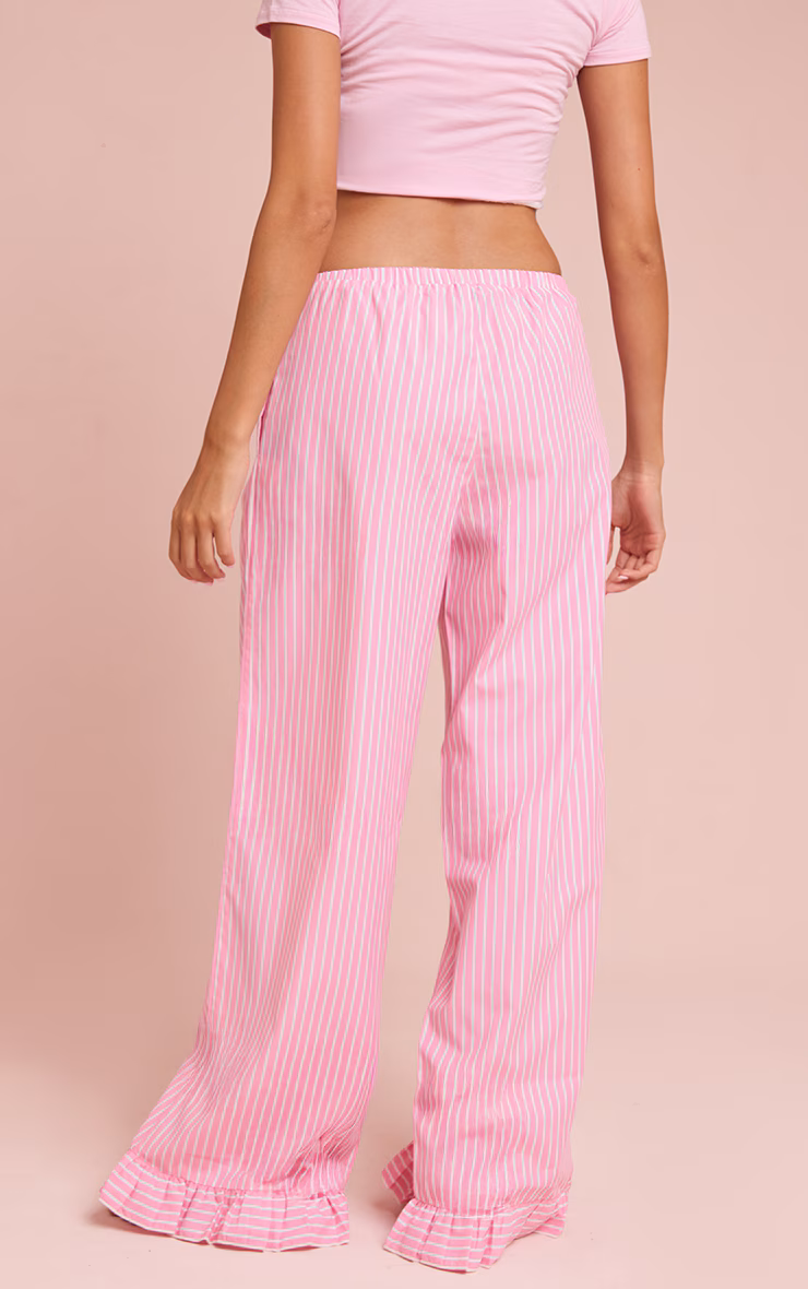 Pink Pinstripe Pants with Contrast Ties