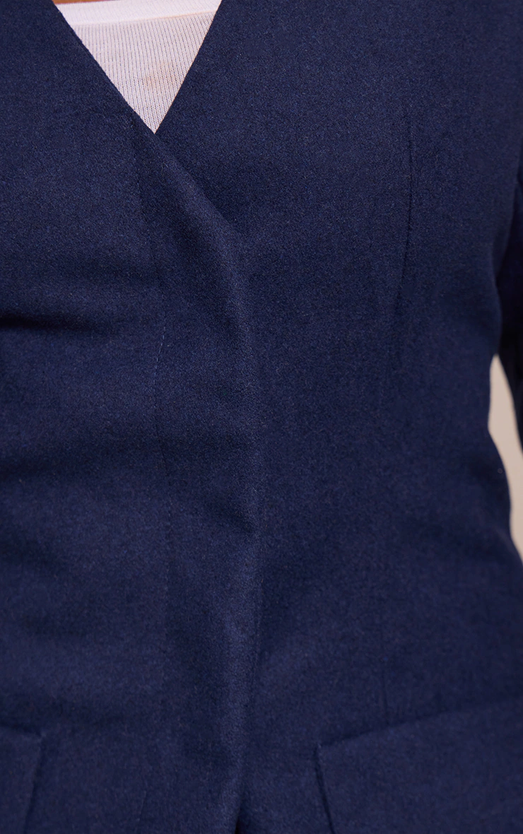 Shape Navy Wool-Look Cross Over Blazer