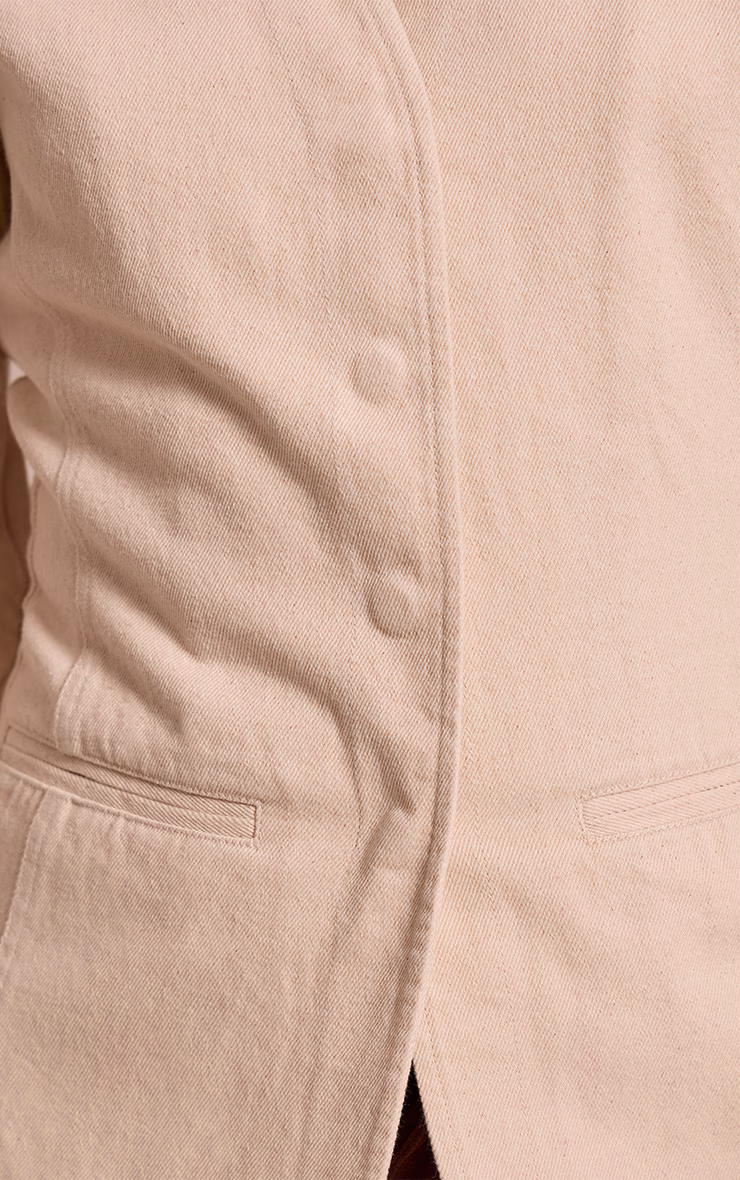 Tall Ecru Curved Hem Tailored Style Denim Blazer